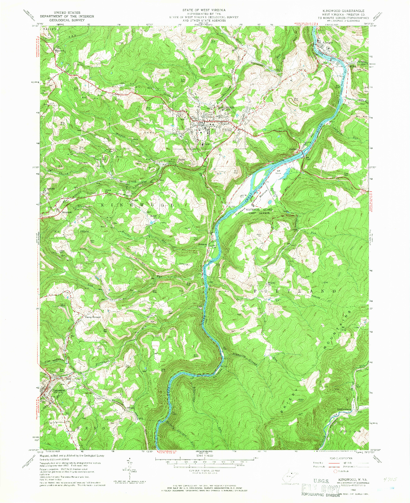 USGS 1:24000-SCALE QUADRANGLE FOR KINGWOOD, WV 1960