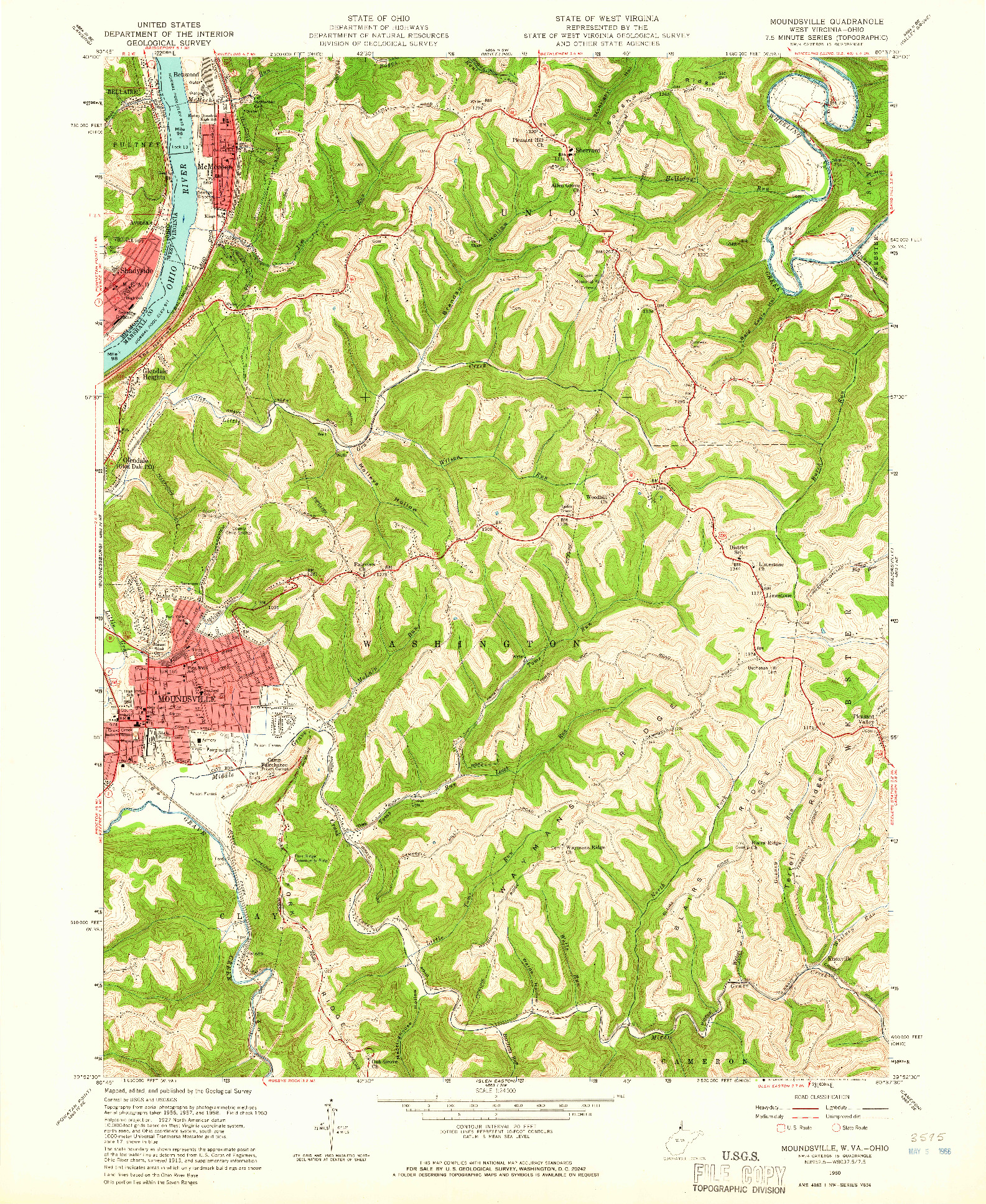 USGS 1:24000-SCALE QUADRANGLE FOR MOUNDSVILLE, WV 1960