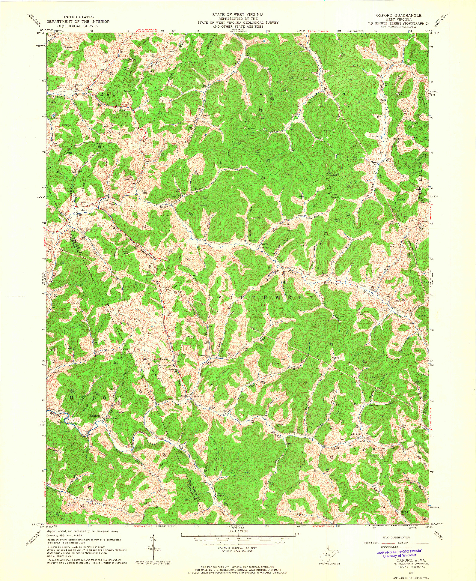 USGS 1:24000-SCALE QUADRANGLE FOR OXFORD, WV 1964