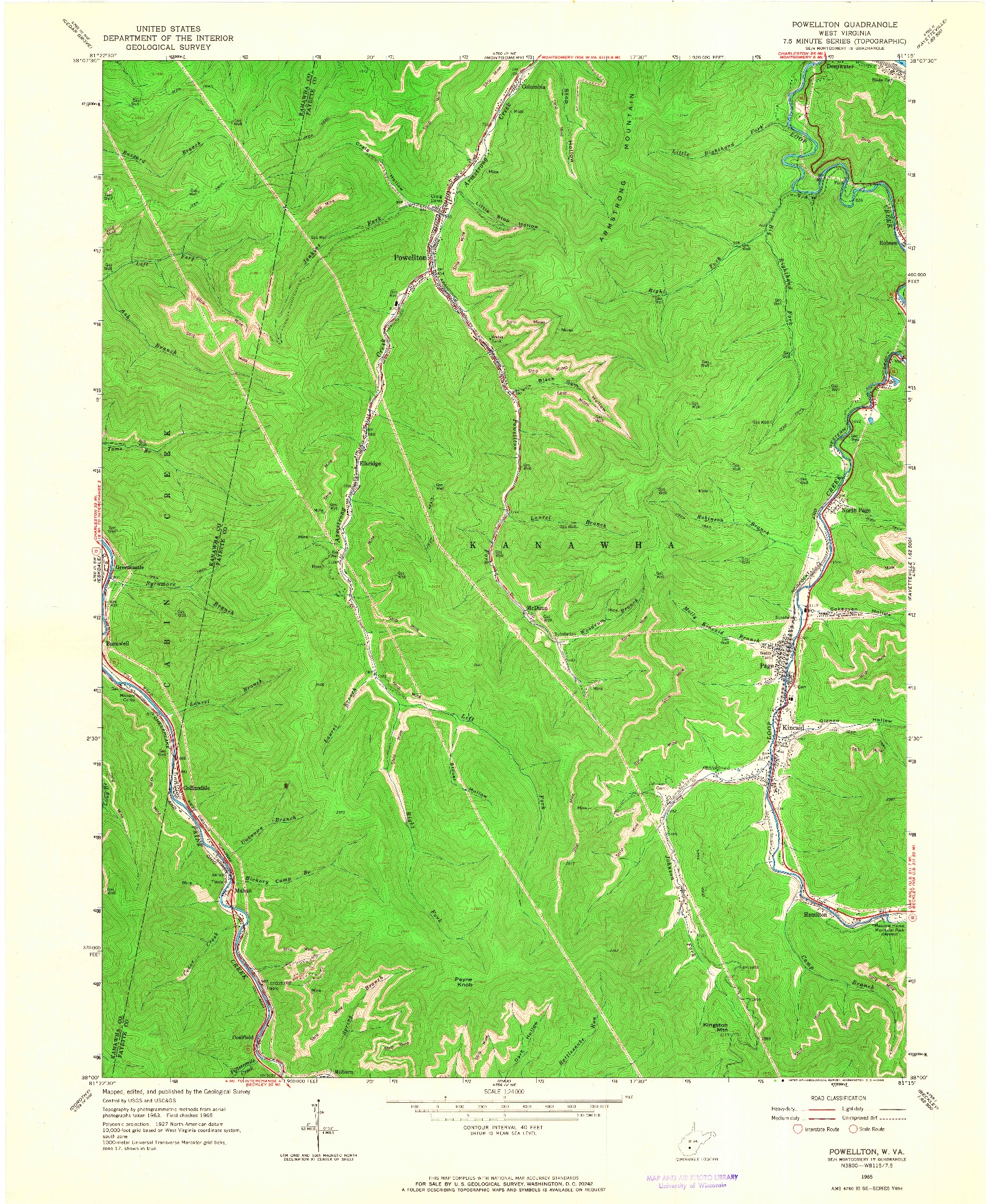 USGS 1:24000-SCALE QUADRANGLE FOR POWELLTON, WV 1965