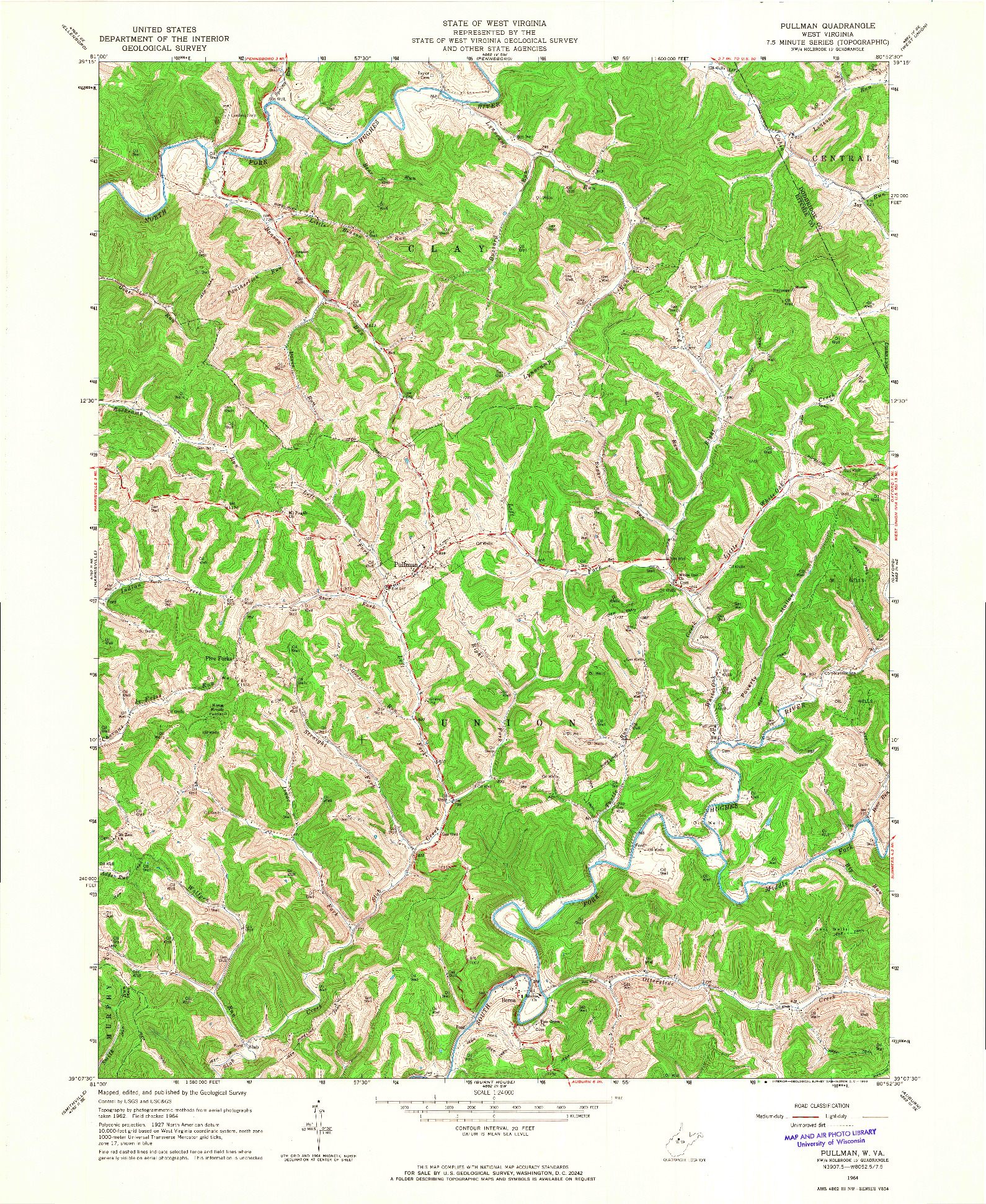 USGS 1:24000-SCALE QUADRANGLE FOR PULLMAN, WV 1964