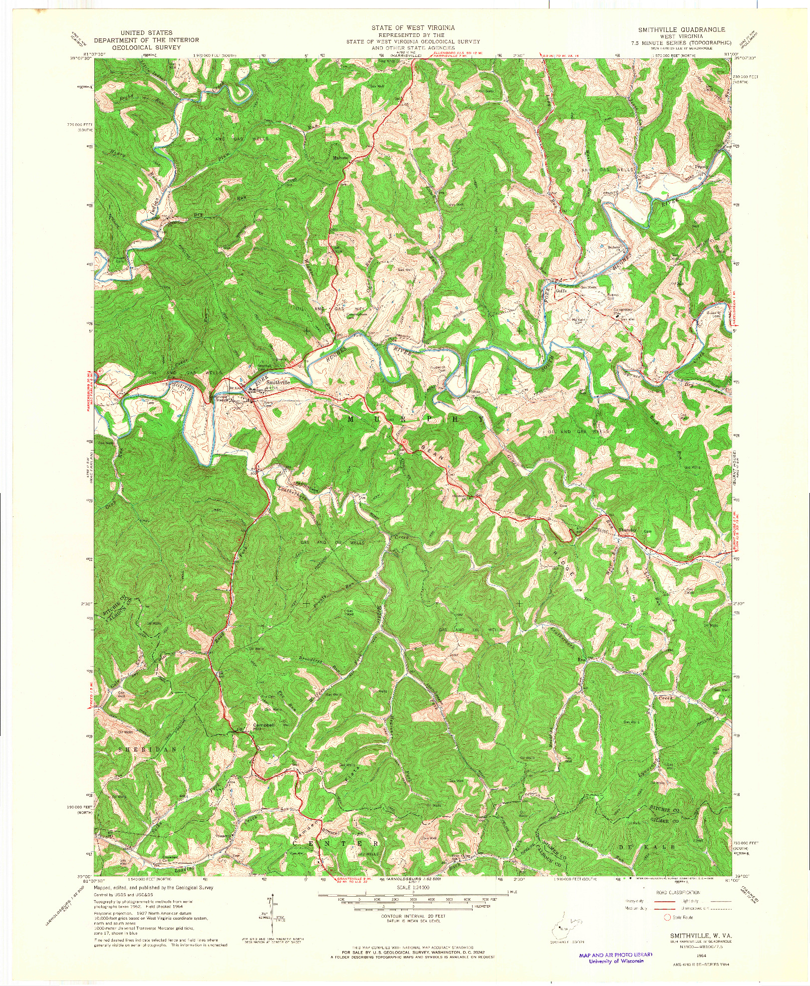 USGS 1:24000-SCALE QUADRANGLE FOR SMITHVILLE, WV 1964