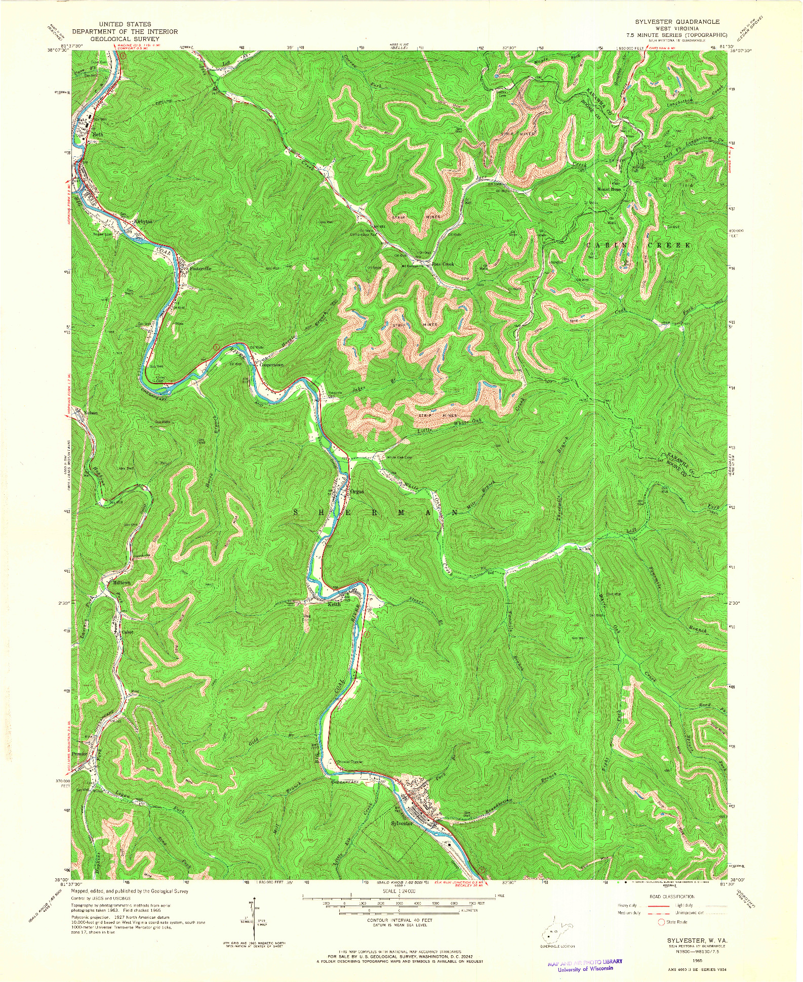 USGS 1:24000-SCALE QUADRANGLE FOR SYLVESTER, WV 1965