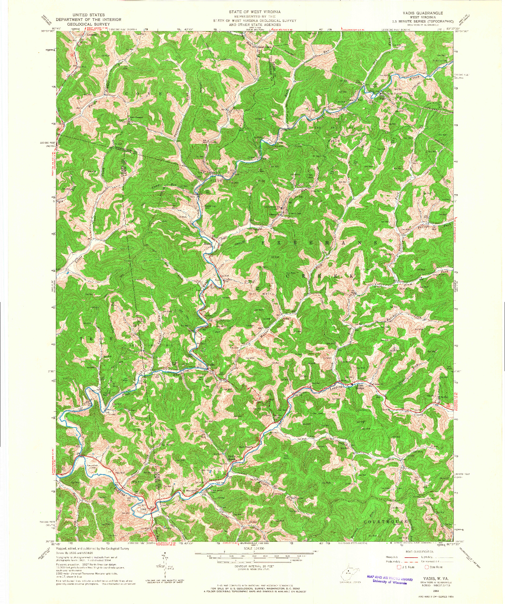 USGS 1:24000-SCALE QUADRANGLE FOR VADIS, WV 1964