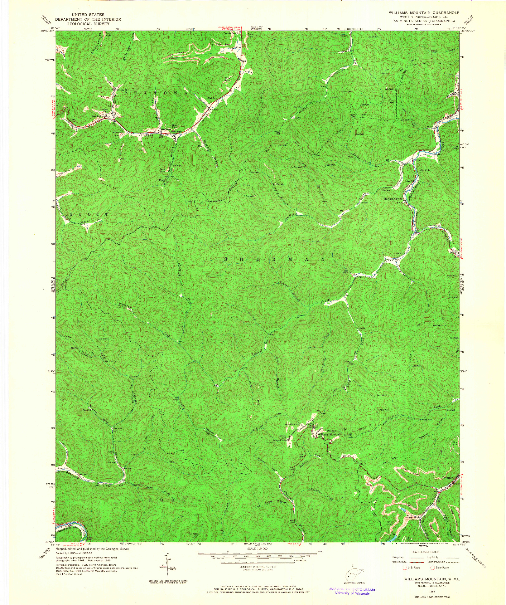 USGS 1:24000-SCALE QUADRANGLE FOR WILLIAMS MOUNTAIN, WV 1965