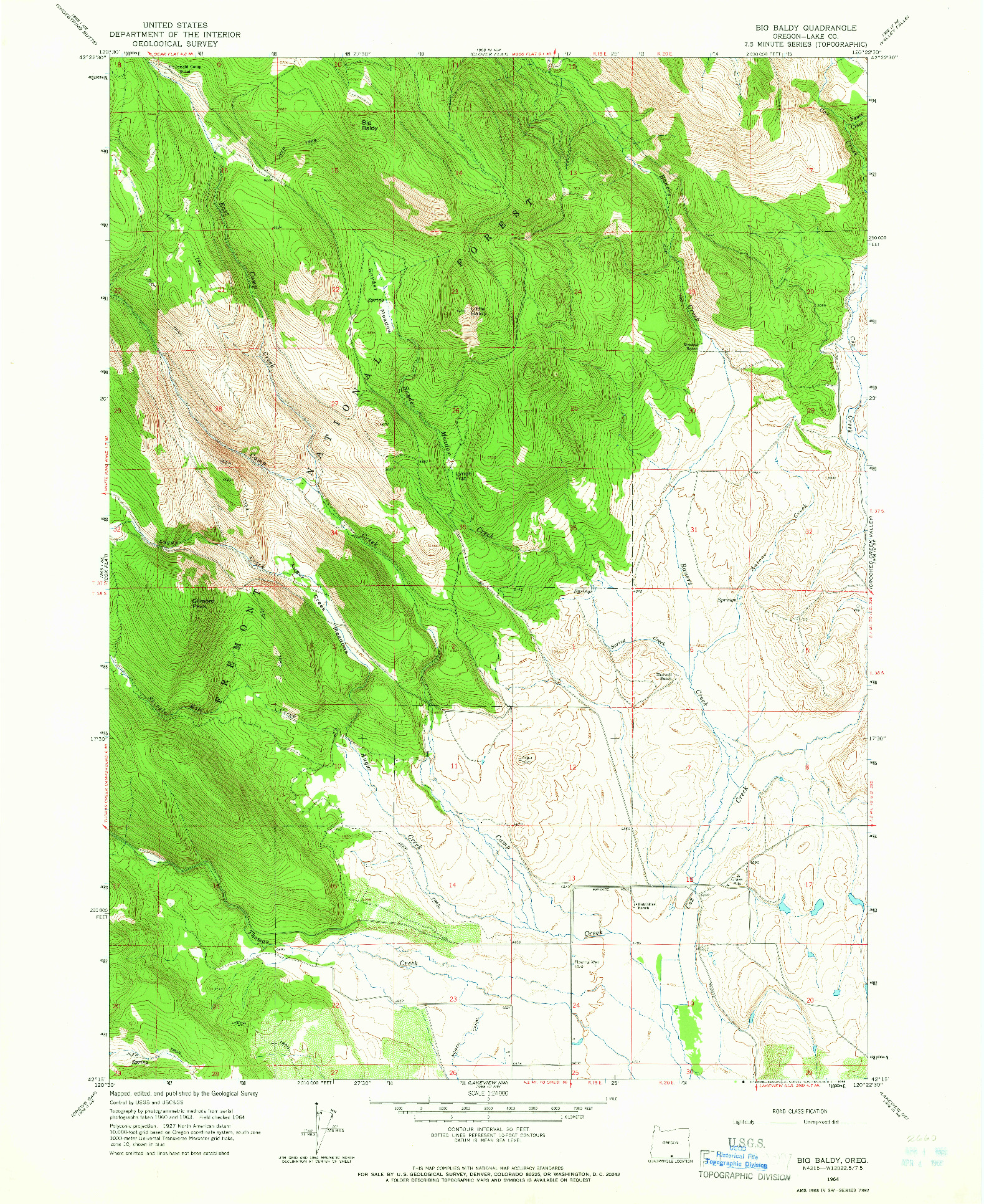 USGS 1:24000-SCALE QUADRANGLE FOR BIG BALDY, OR 1964