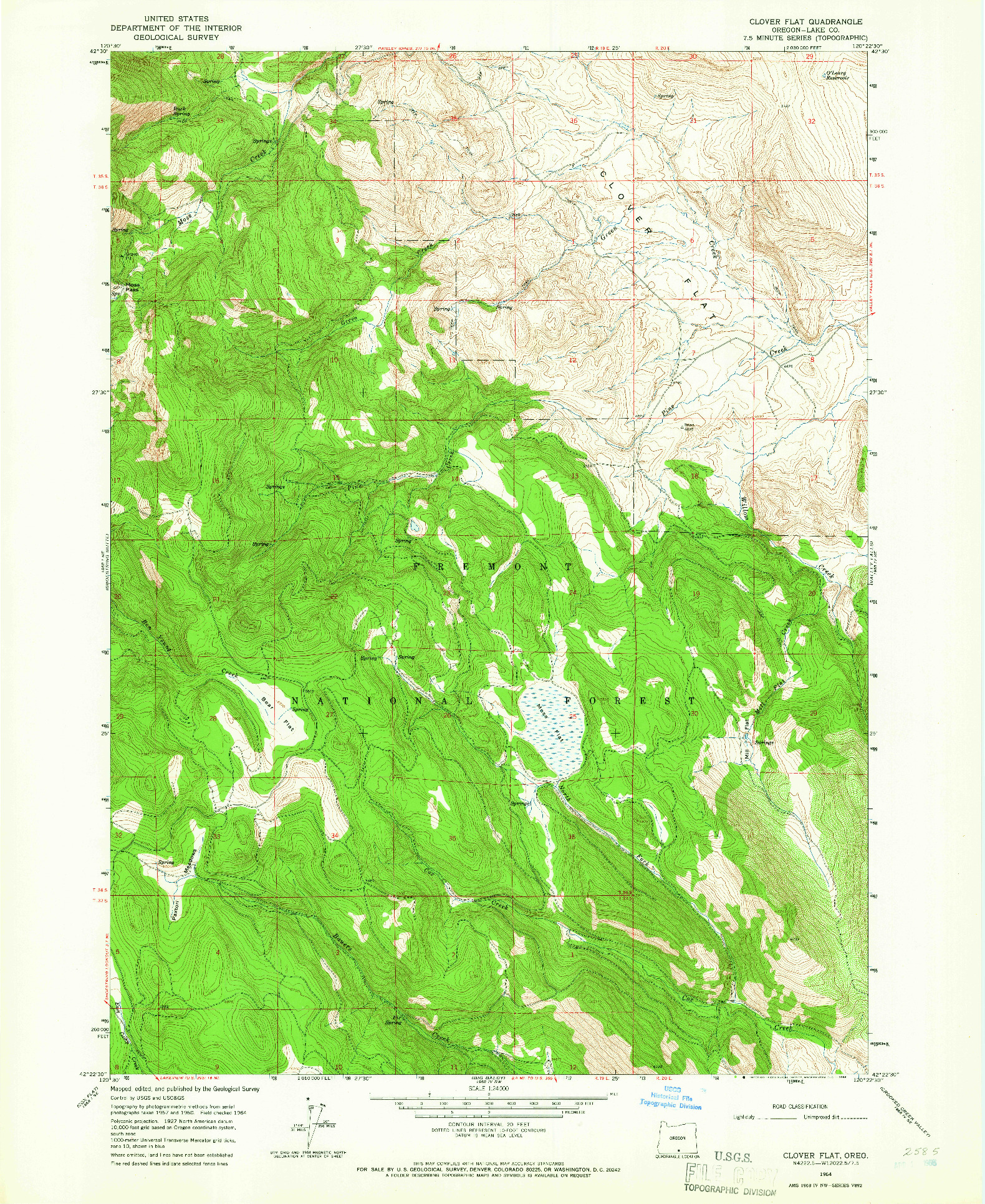 USGS 1:24000-SCALE QUADRANGLE FOR CLOVER FLAT, OR 1964