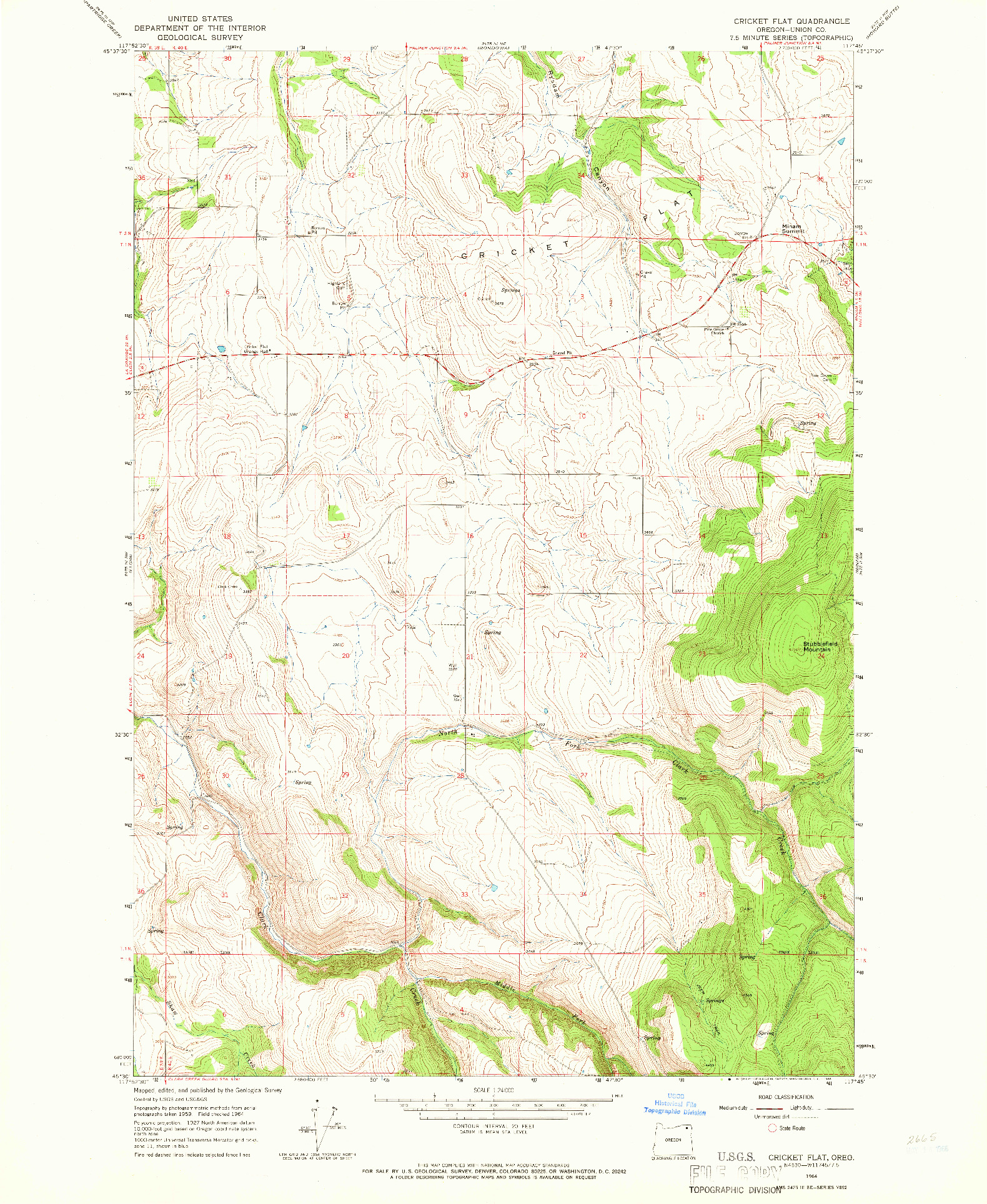 USGS 1:24000-SCALE QUADRANGLE FOR CRICKET FLAT, OR 1964