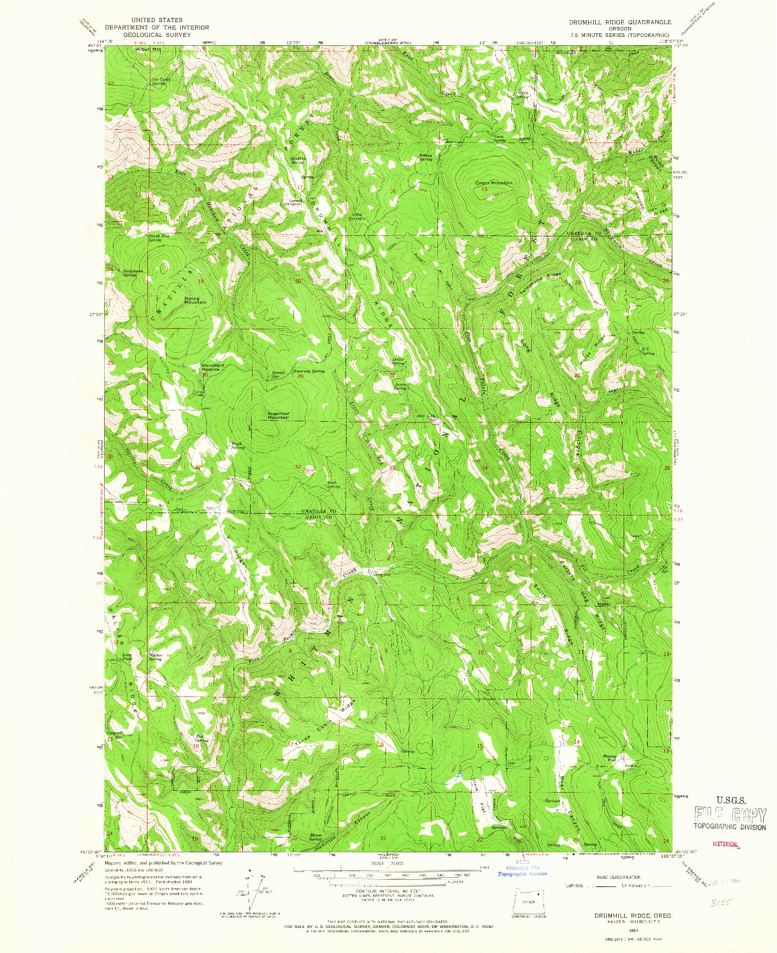 USGS 1:24000-SCALE QUADRANGLE FOR DRUMHILL RIDGE, OR 1964