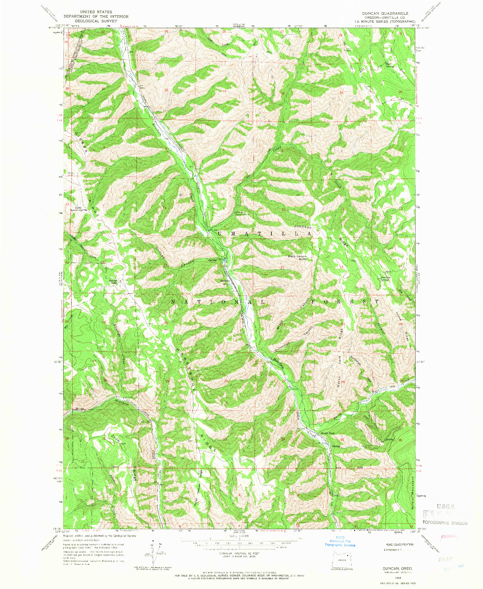 USGS 1:24000-SCALE QUADRANGLE FOR DUNCAN, OR 1964