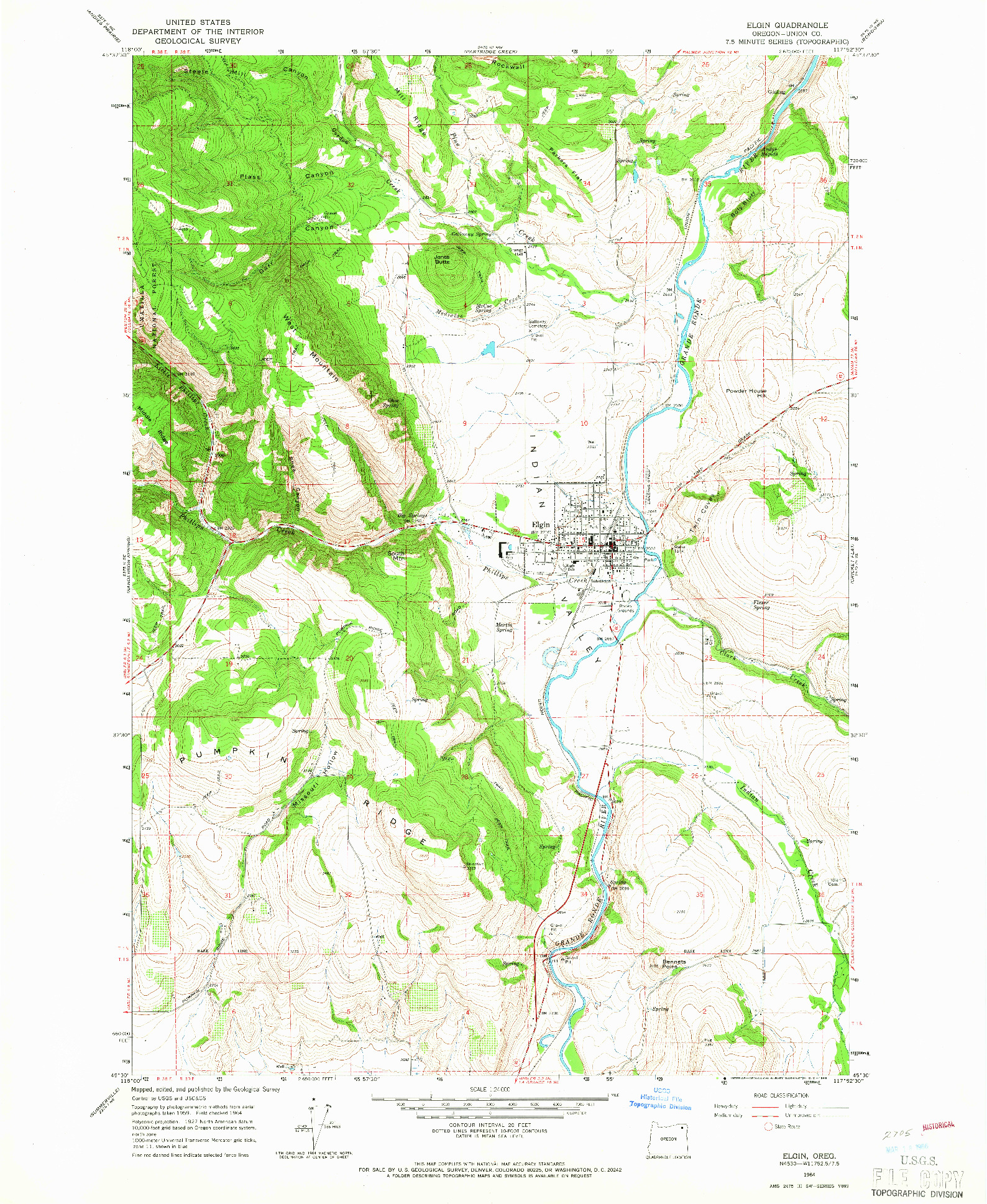 USGS 1:24000-SCALE QUADRANGLE FOR ELGIN, OR 1964