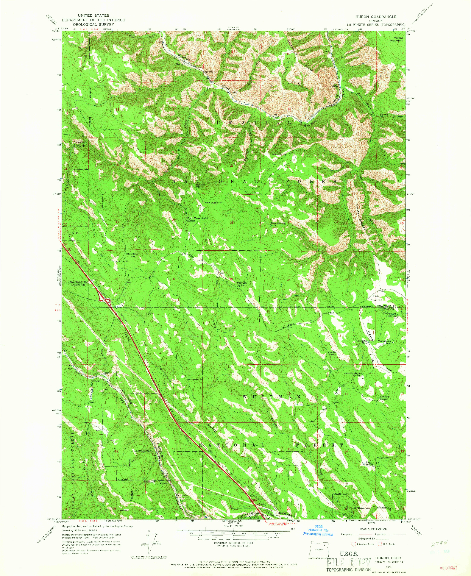 USGS 1:24000-SCALE QUADRANGLE FOR HURON, OR 1964