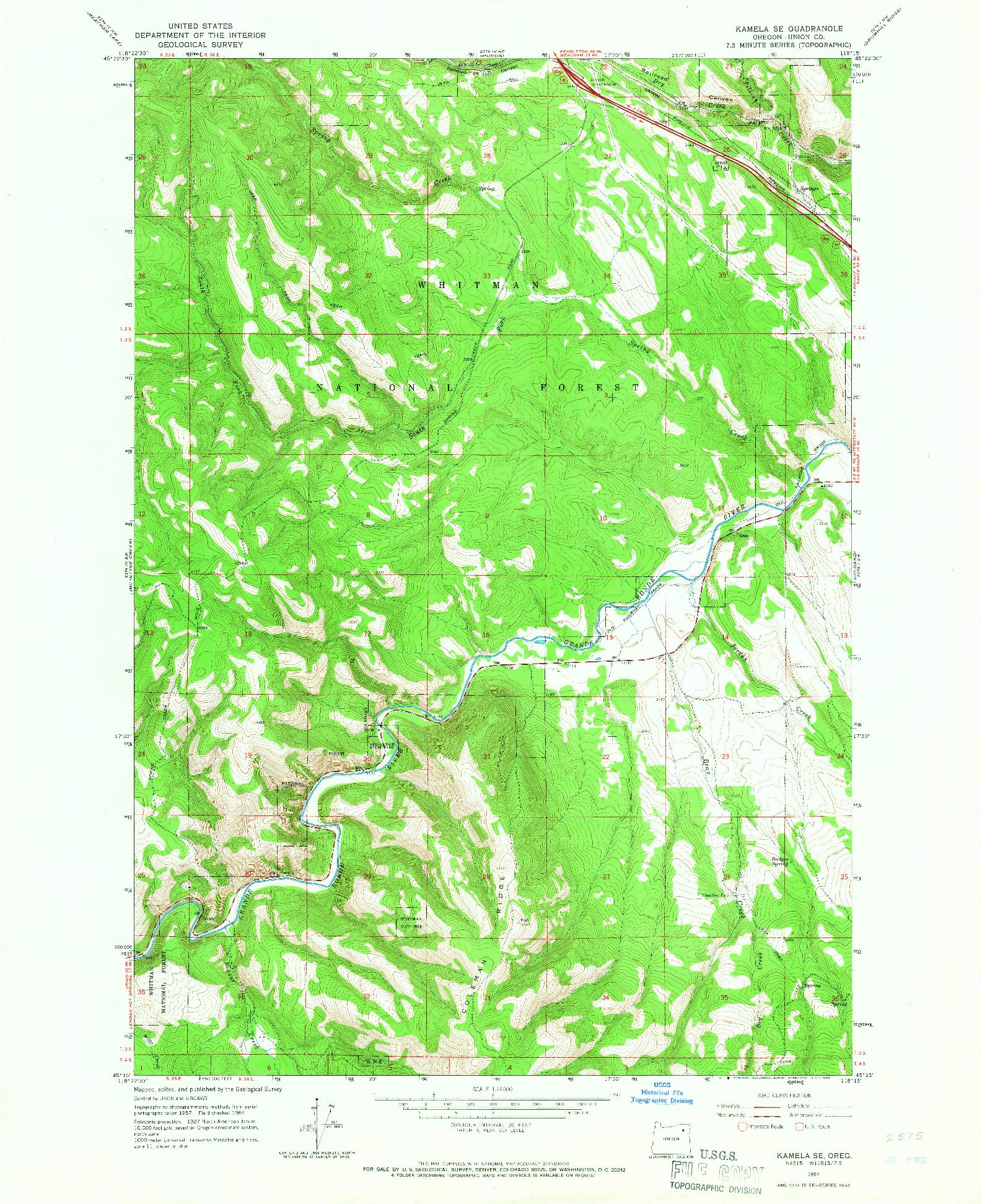 USGS 1:24000-SCALE QUADRANGLE FOR KAMELA SE, OR 1964
