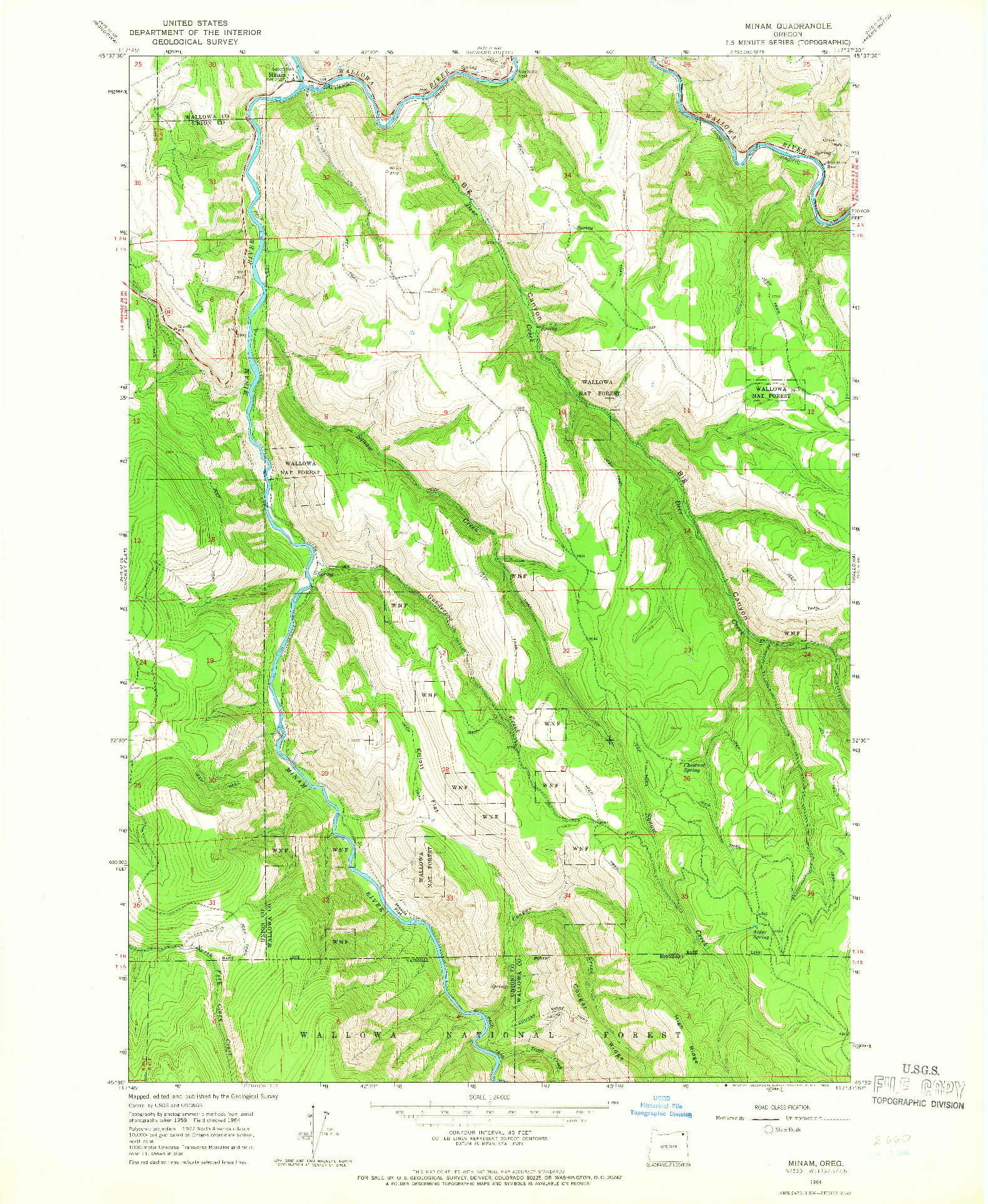 USGS 1:24000-SCALE QUADRANGLE FOR MINAM, OR 1964