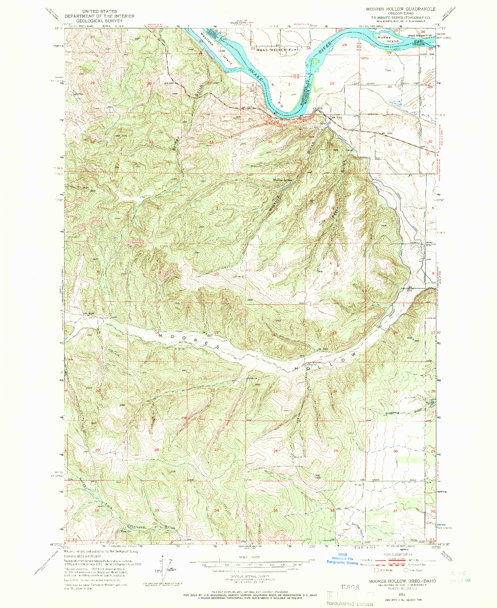 USGS 1:24000-SCALE QUADRANGLE FOR MOORES HOLLOW, OR 1951