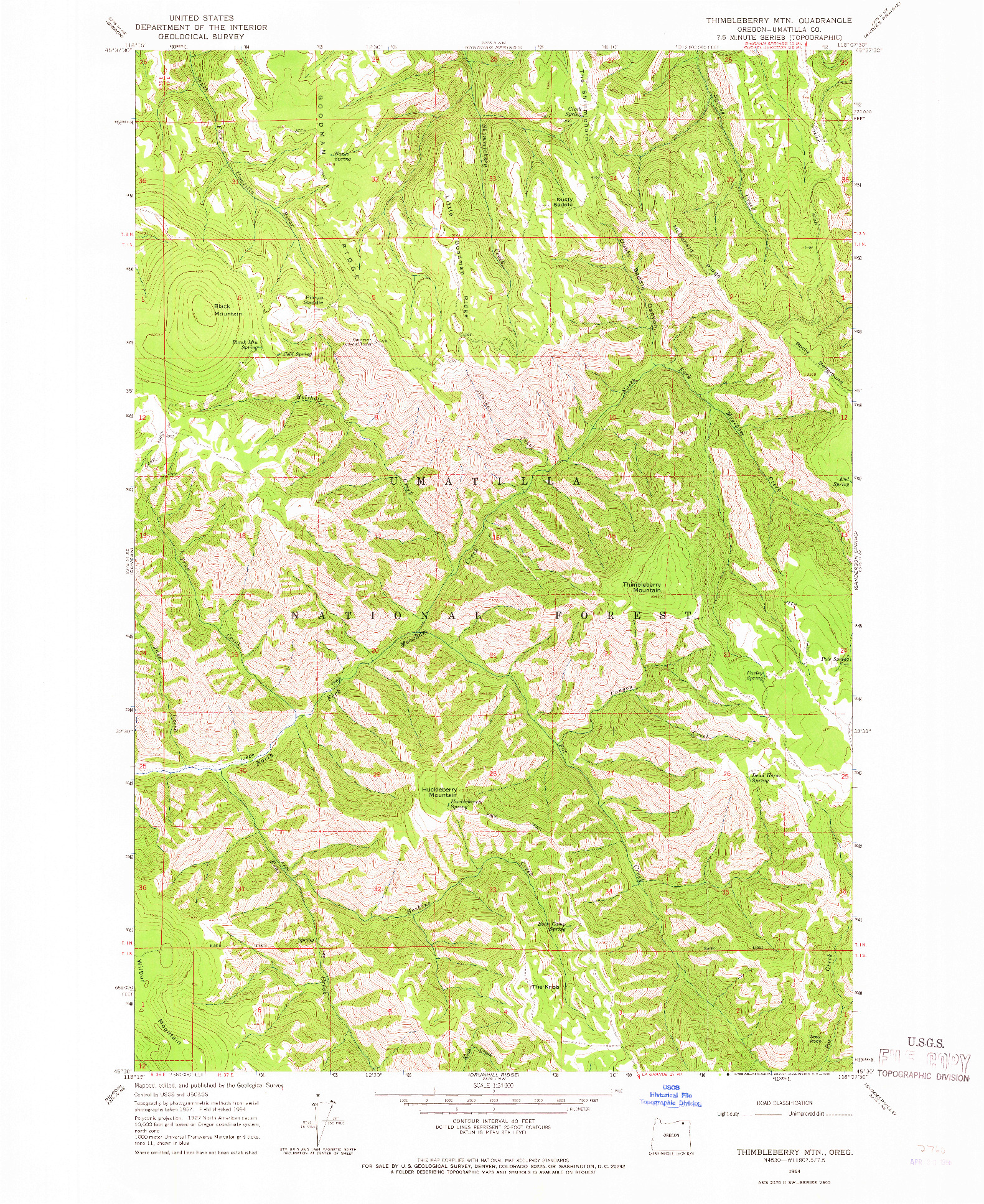 USGS 1:24000-SCALE QUADRANGLE FOR THIMBLEBERRY MTN, OR 1964