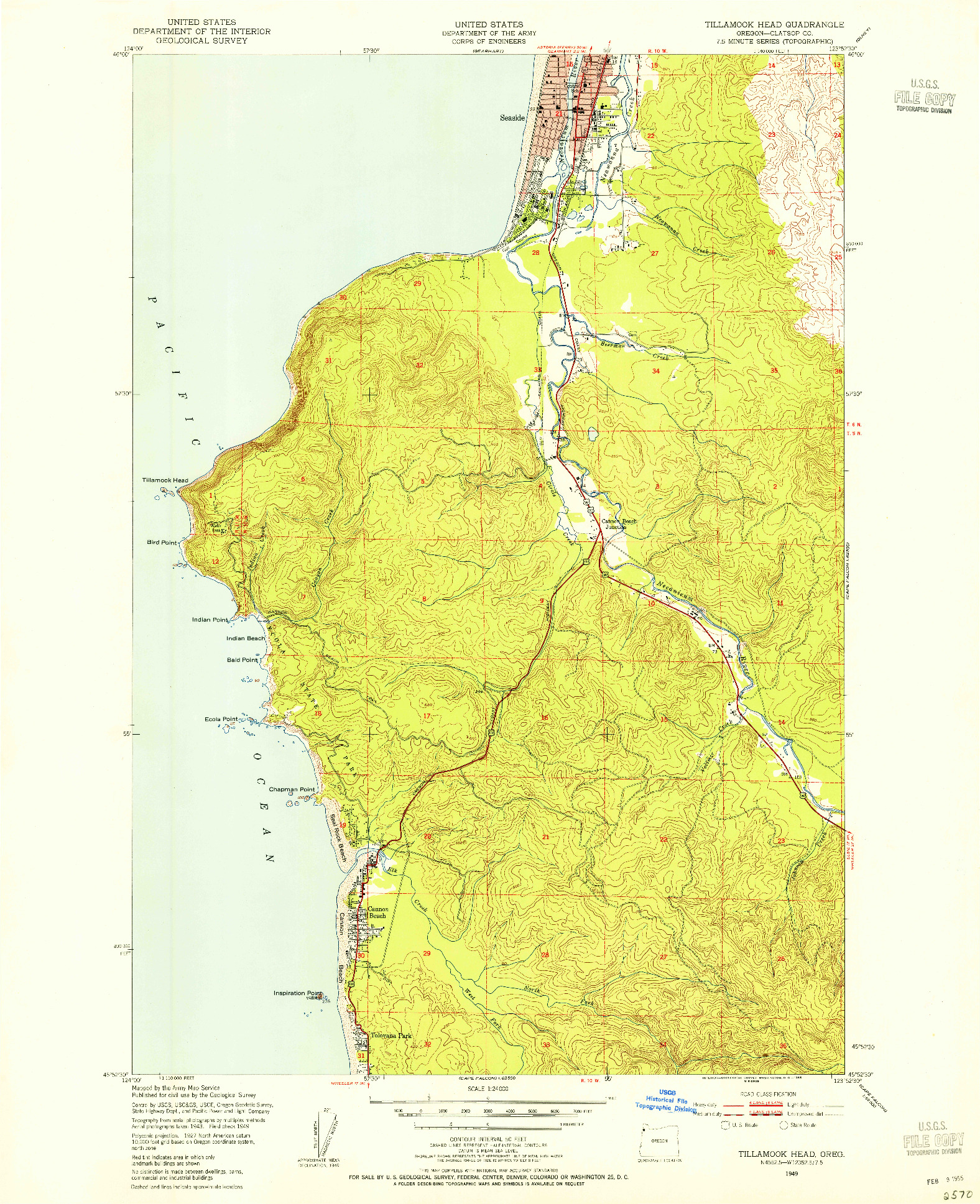 USGS 1:24000-SCALE QUADRANGLE FOR TILLAMOOK HEAD, OR 1949