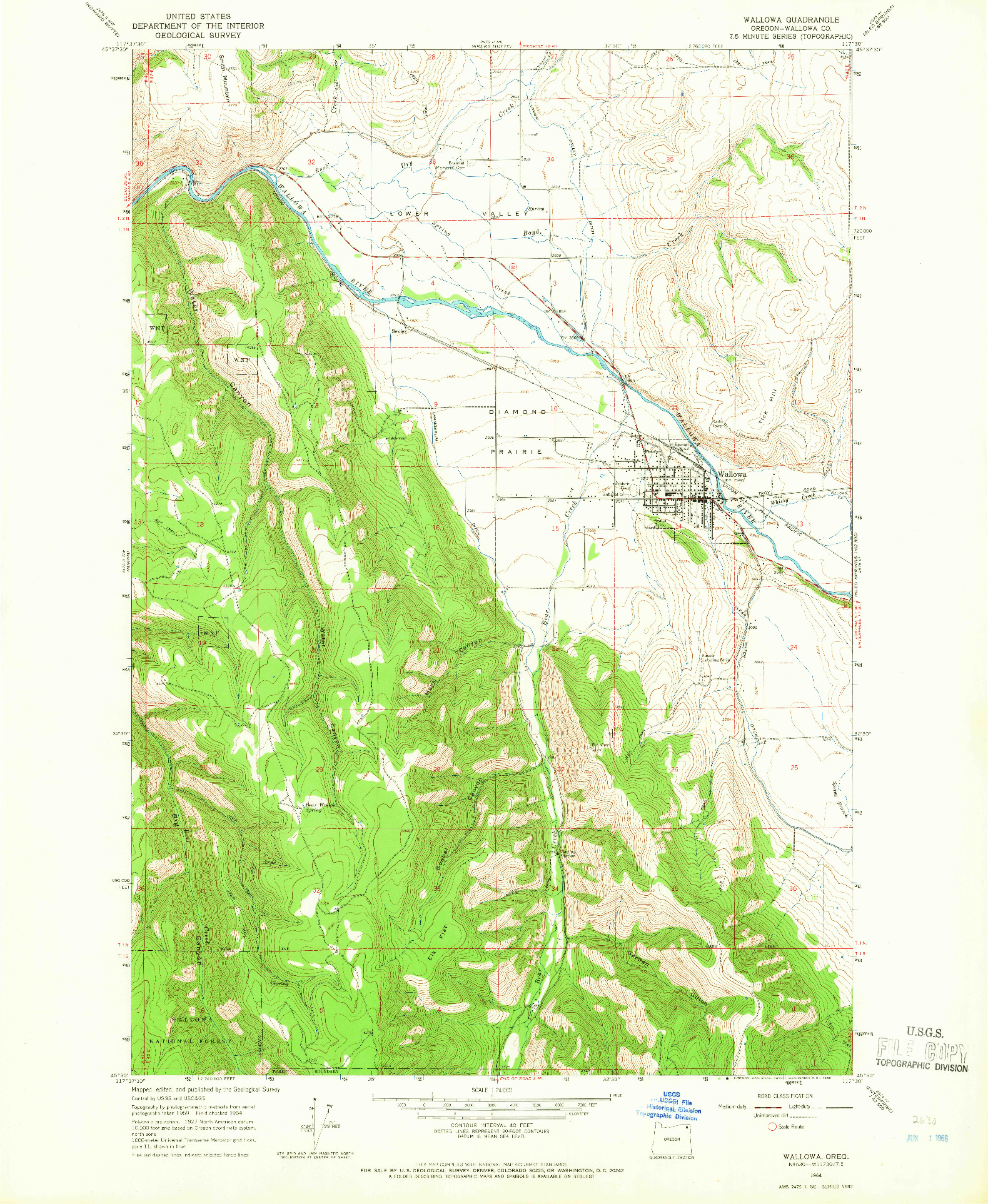 USGS 1:24000-SCALE QUADRANGLE FOR WALLOWA, OR 1964