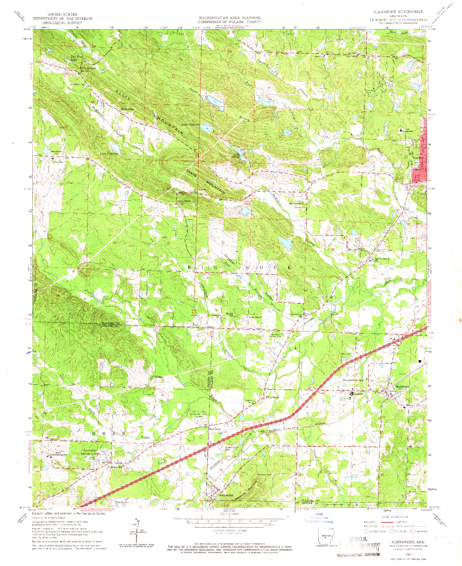USGS 1:24000-SCALE QUADRANGLE FOR ALEXANDER, AR 1961