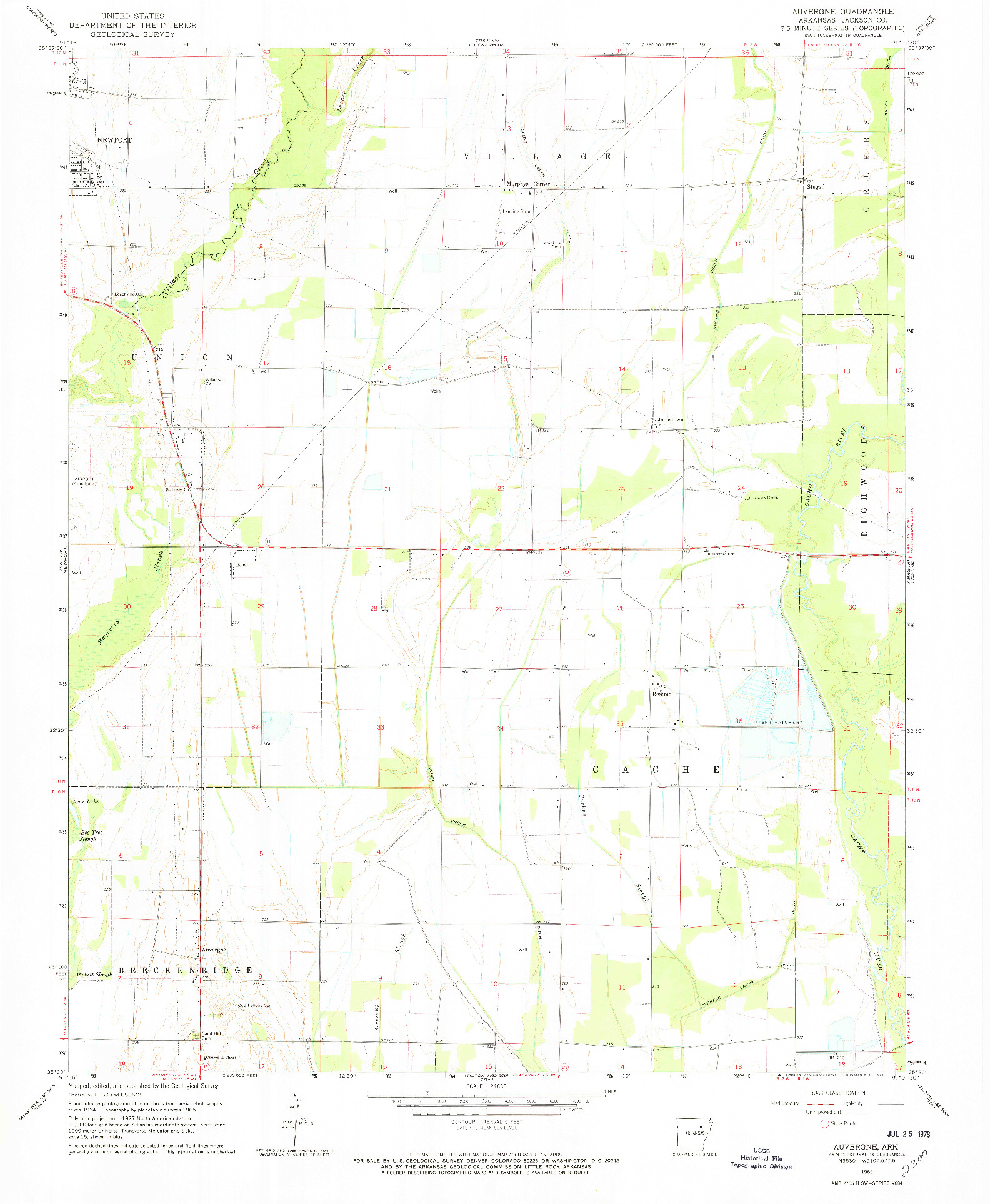 USGS 1:24000-SCALE QUADRANGLE FOR AUVERGNE, AR 1965