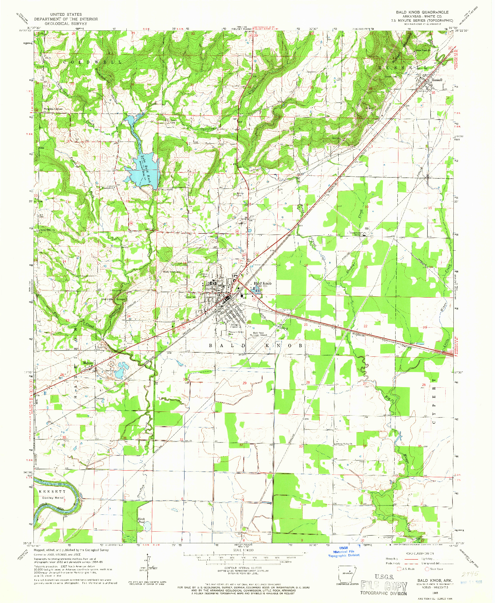 USGS 1:24000-SCALE QUADRANGLE FOR BALD KNOB, AR 1965