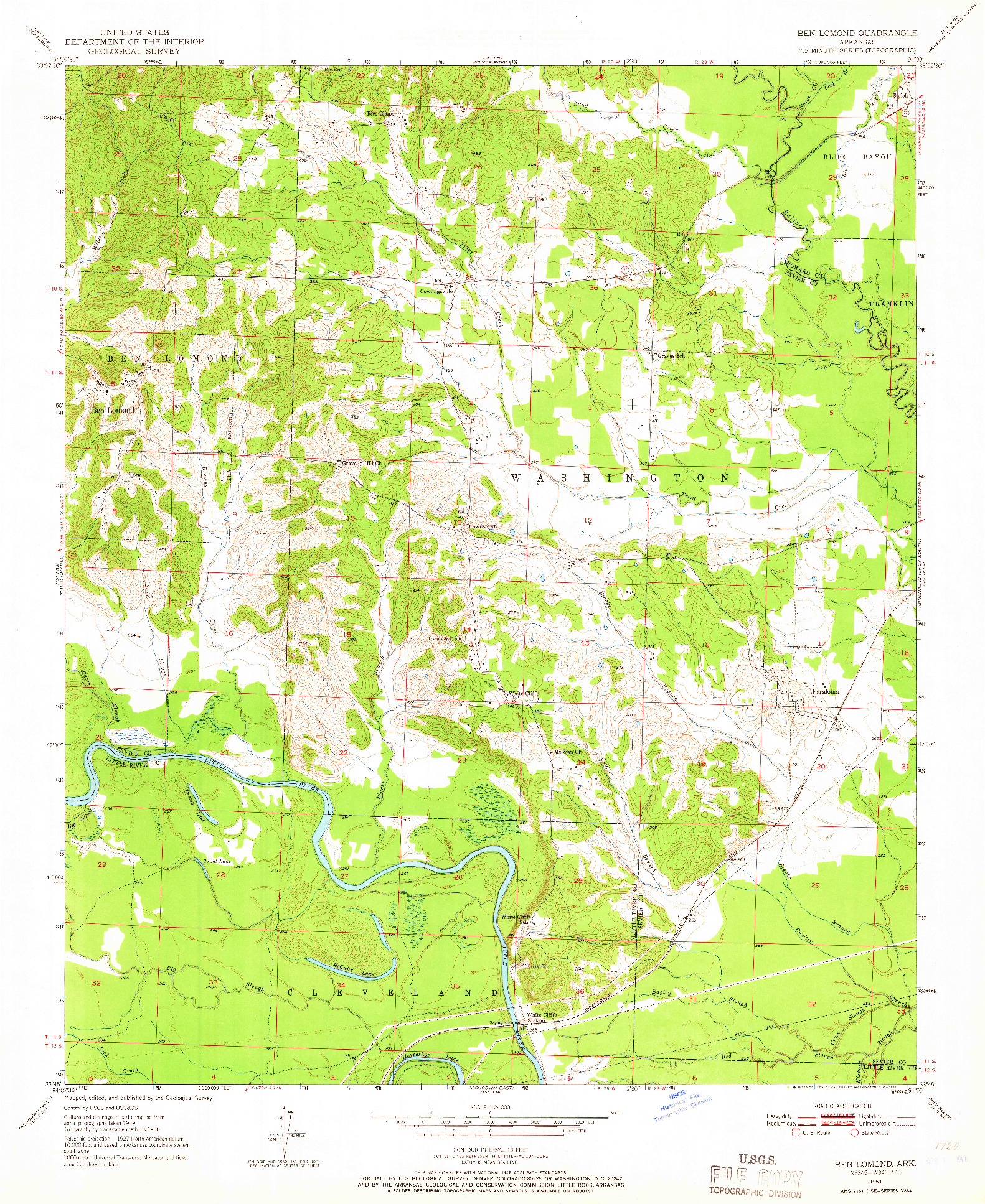 USGS 1:24000-SCALE QUADRANGLE FOR BEN LOMOND, AR 1950