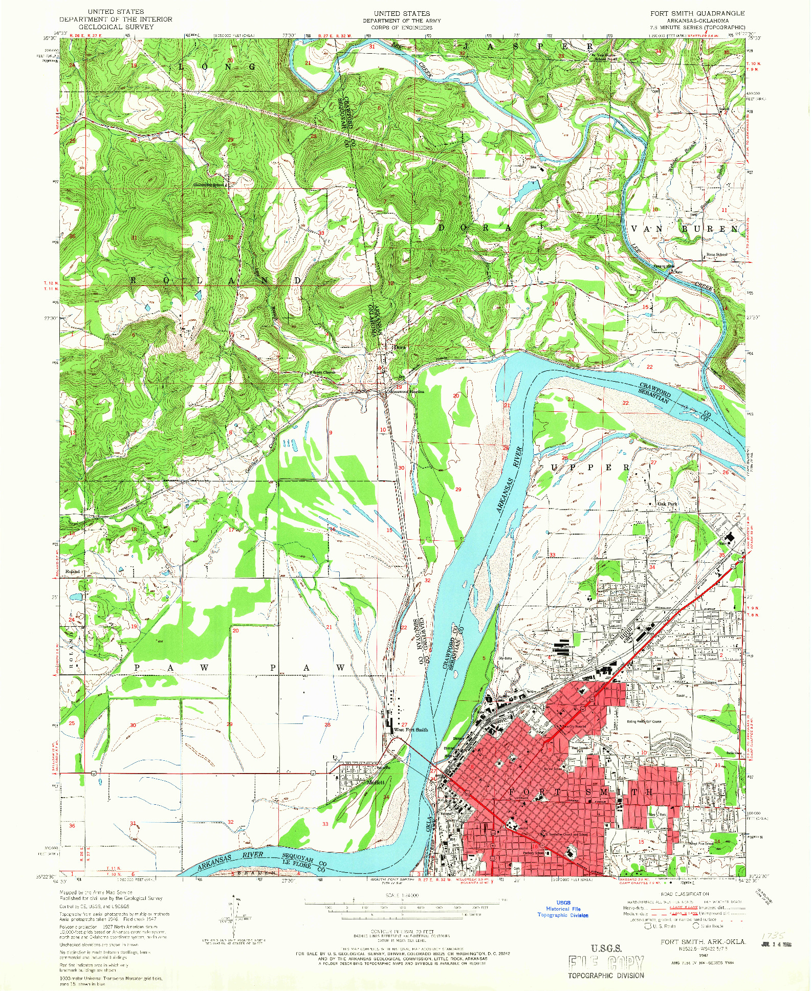 USGS 1:24000-SCALE QUADRANGLE FOR FORT SMITH, AR 1947