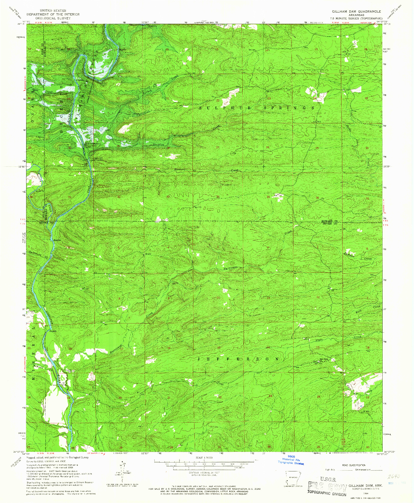 USGS 1:24000-SCALE QUADRANGLE FOR GILLHAM DAM, AR 1964
