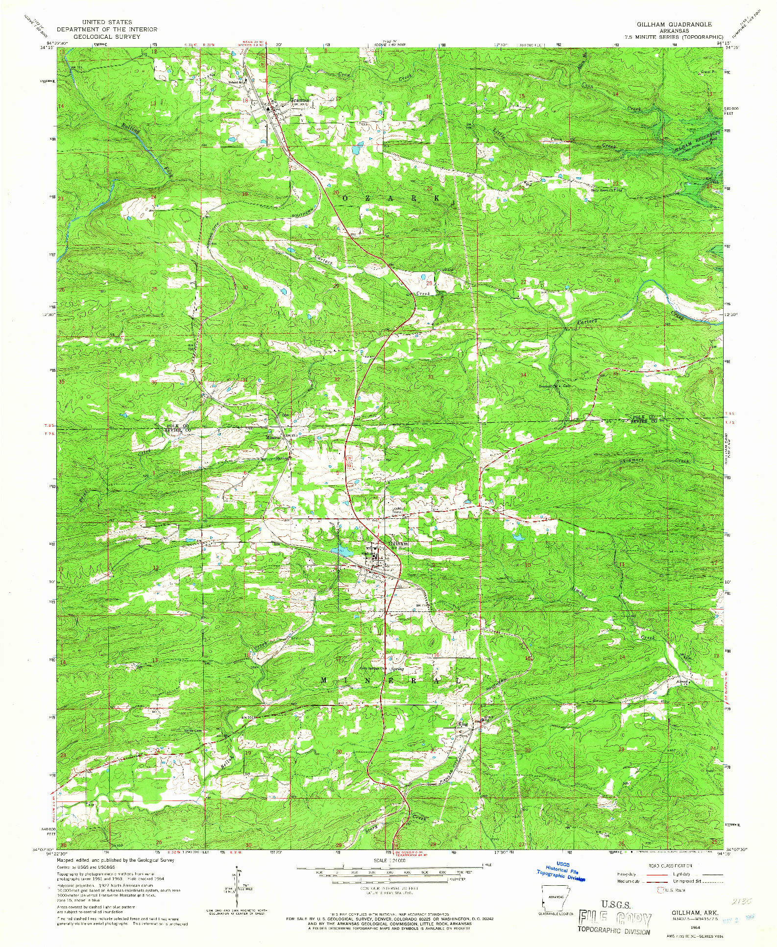 USGS 1:24000-SCALE QUADRANGLE FOR GILLHAM, AR 1964