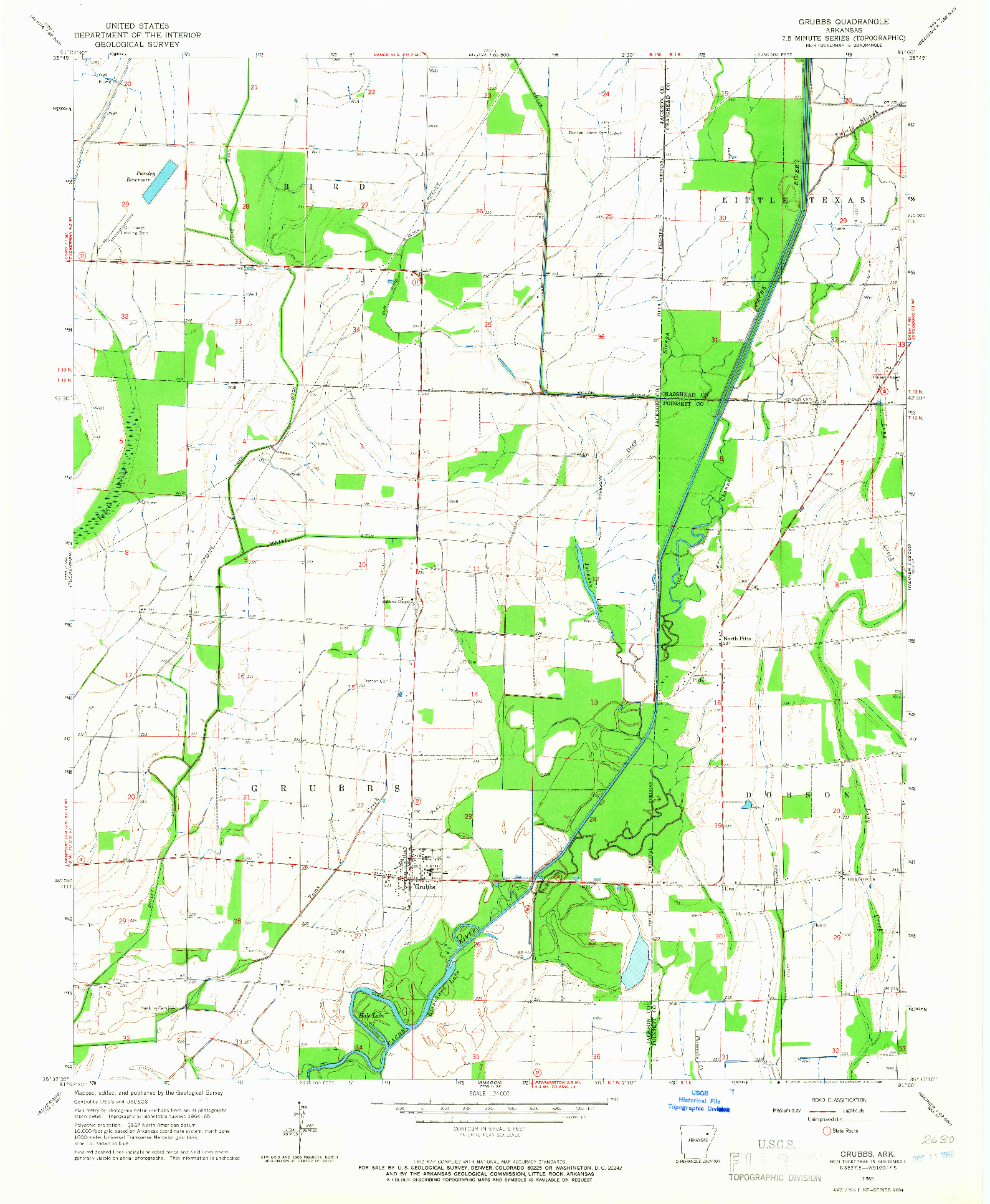 USGS 1:24000-SCALE QUADRANGLE FOR GRUBBS, AR 1965