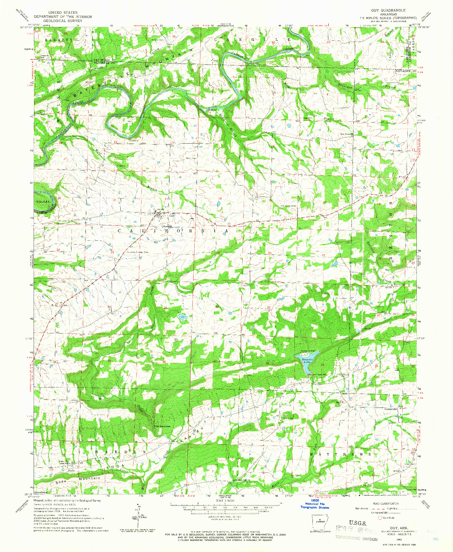 USGS 1:24000-SCALE QUADRANGLE FOR GUY, AR 1961