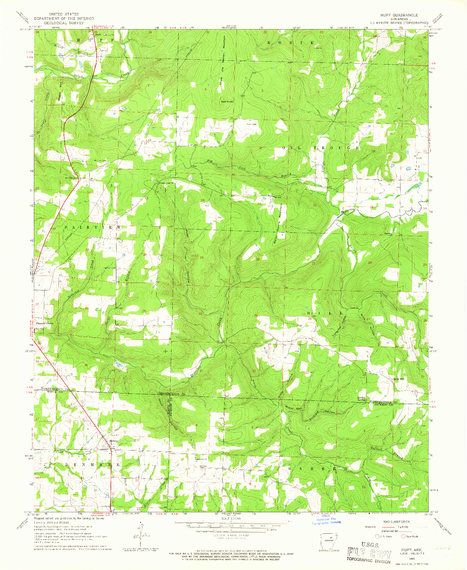 USGS 1:24000-SCALE QUADRANGLE FOR HUFF, AR 1965