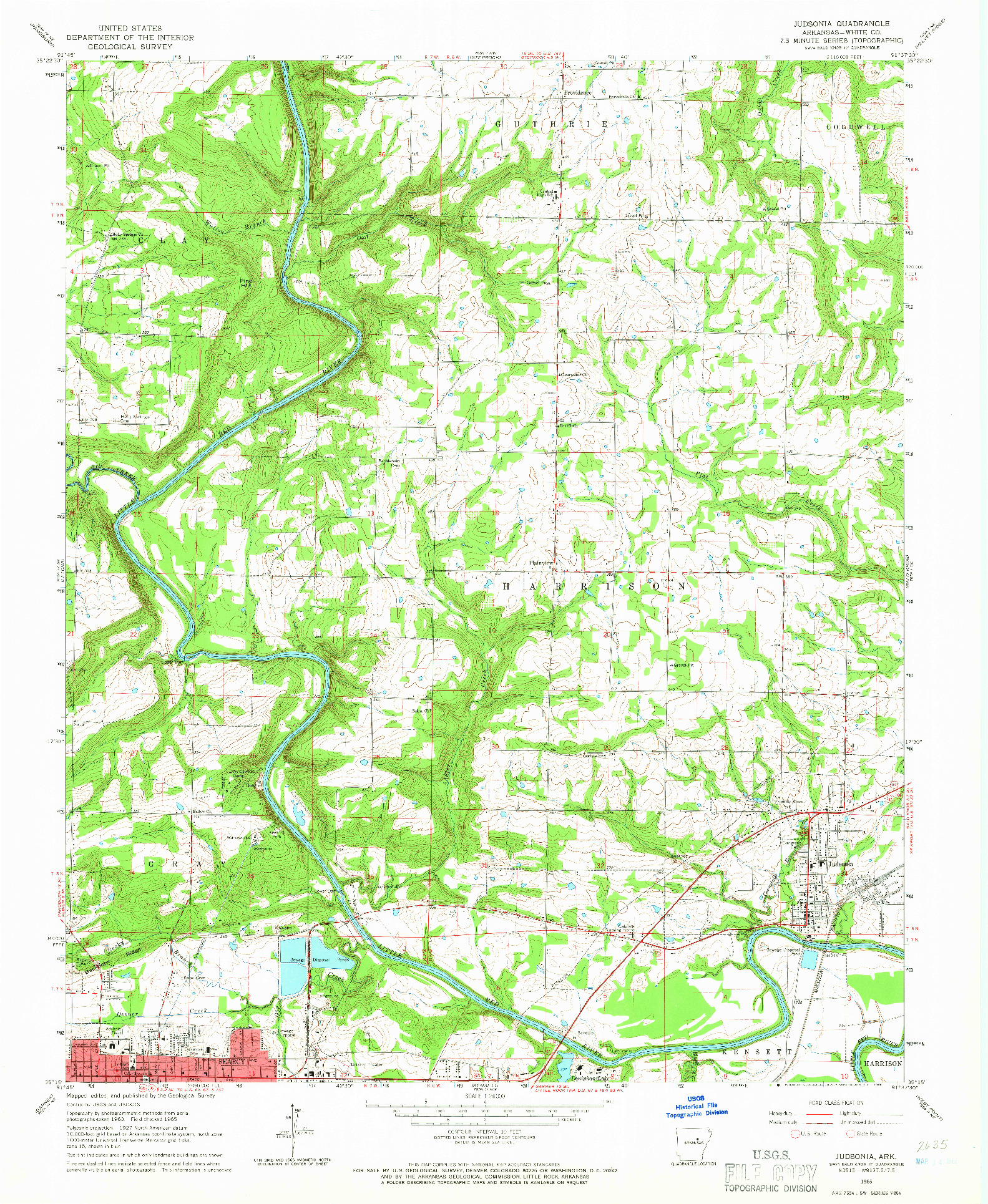 USGS 1:24000-SCALE QUADRANGLE FOR JUDSONIA, AR 1965