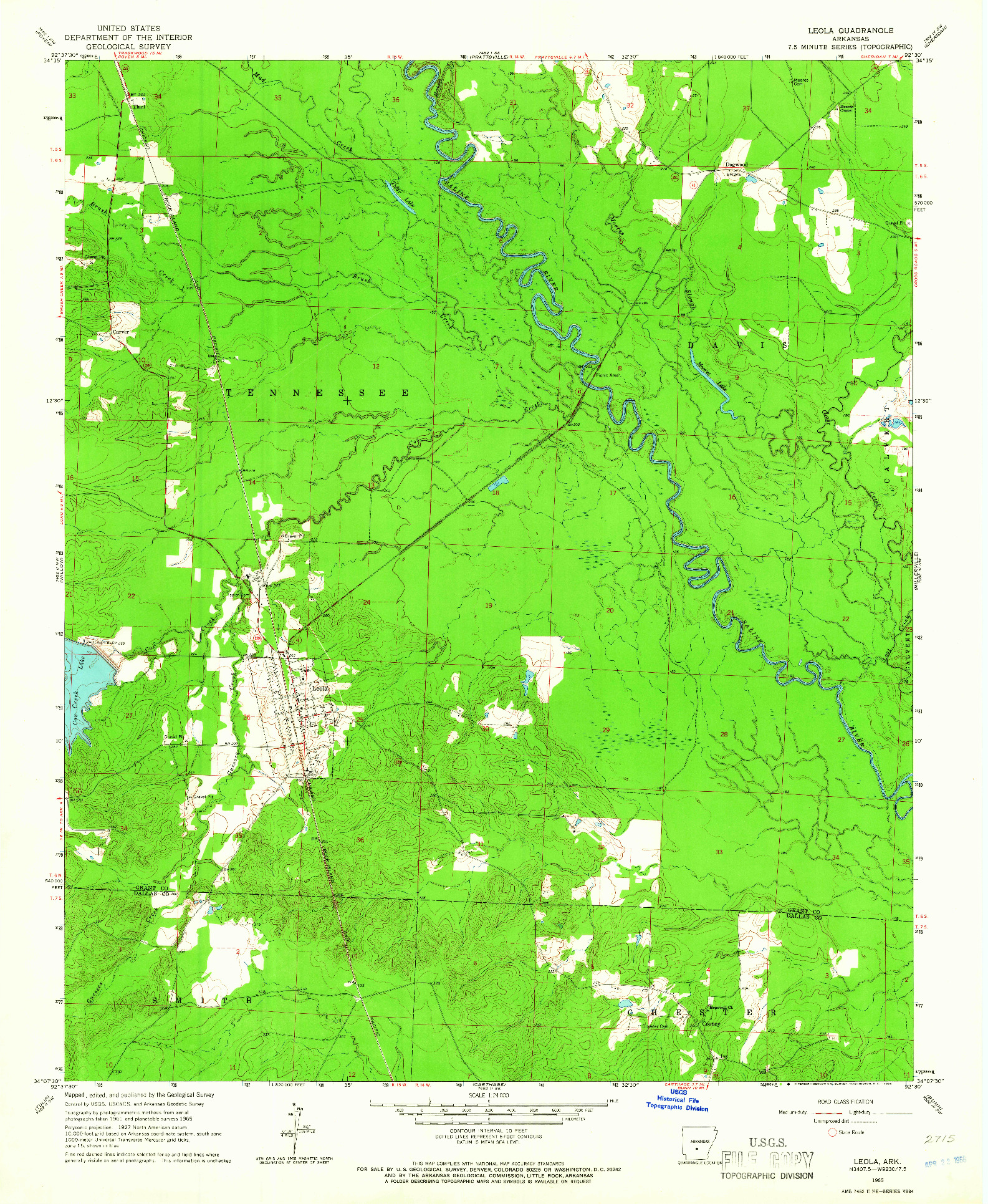 USGS 1:24000-SCALE QUADRANGLE FOR LEOLA, AR 1965