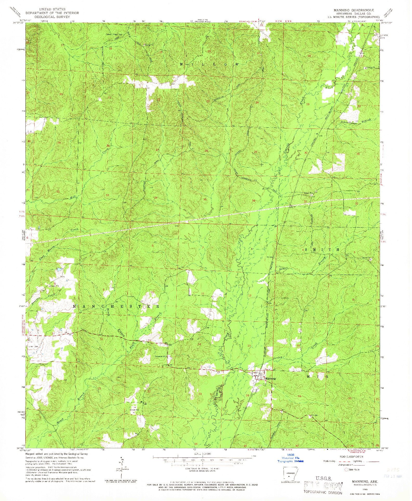 USGS 1:24000-SCALE QUADRANGLE FOR MANNING, AR 1965
