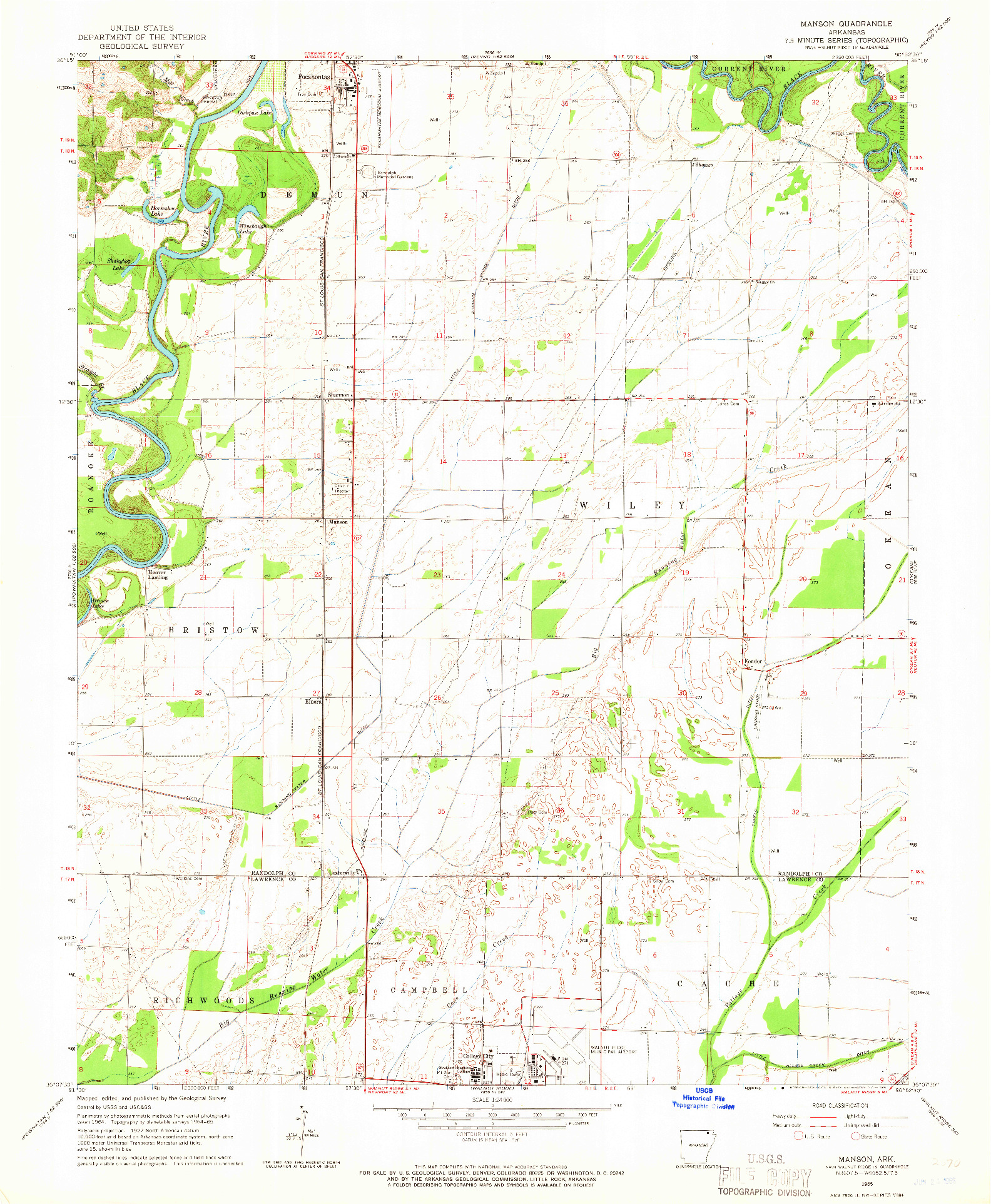 USGS 1:24000-SCALE QUADRANGLE FOR MANSON, AR 1965