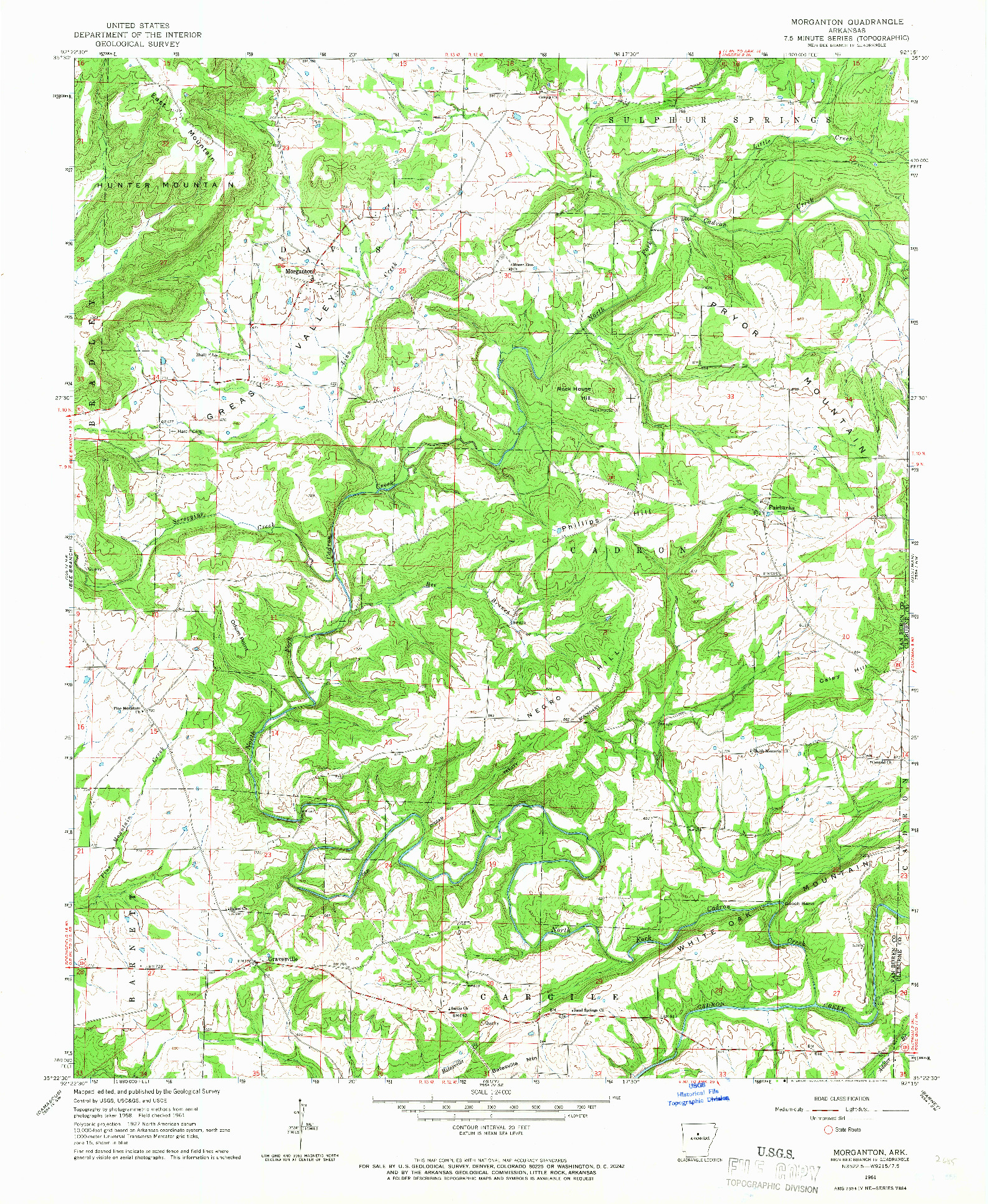 USGS 1:24000-SCALE QUADRANGLE FOR MORGANTON, AR 1961