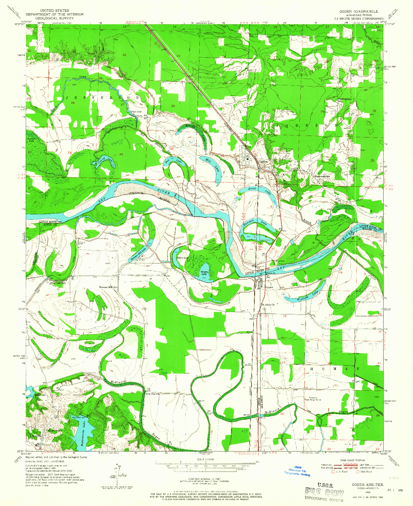 USGS 1:24000-SCALE QUADRANGLE FOR OGDEN, AR 1950