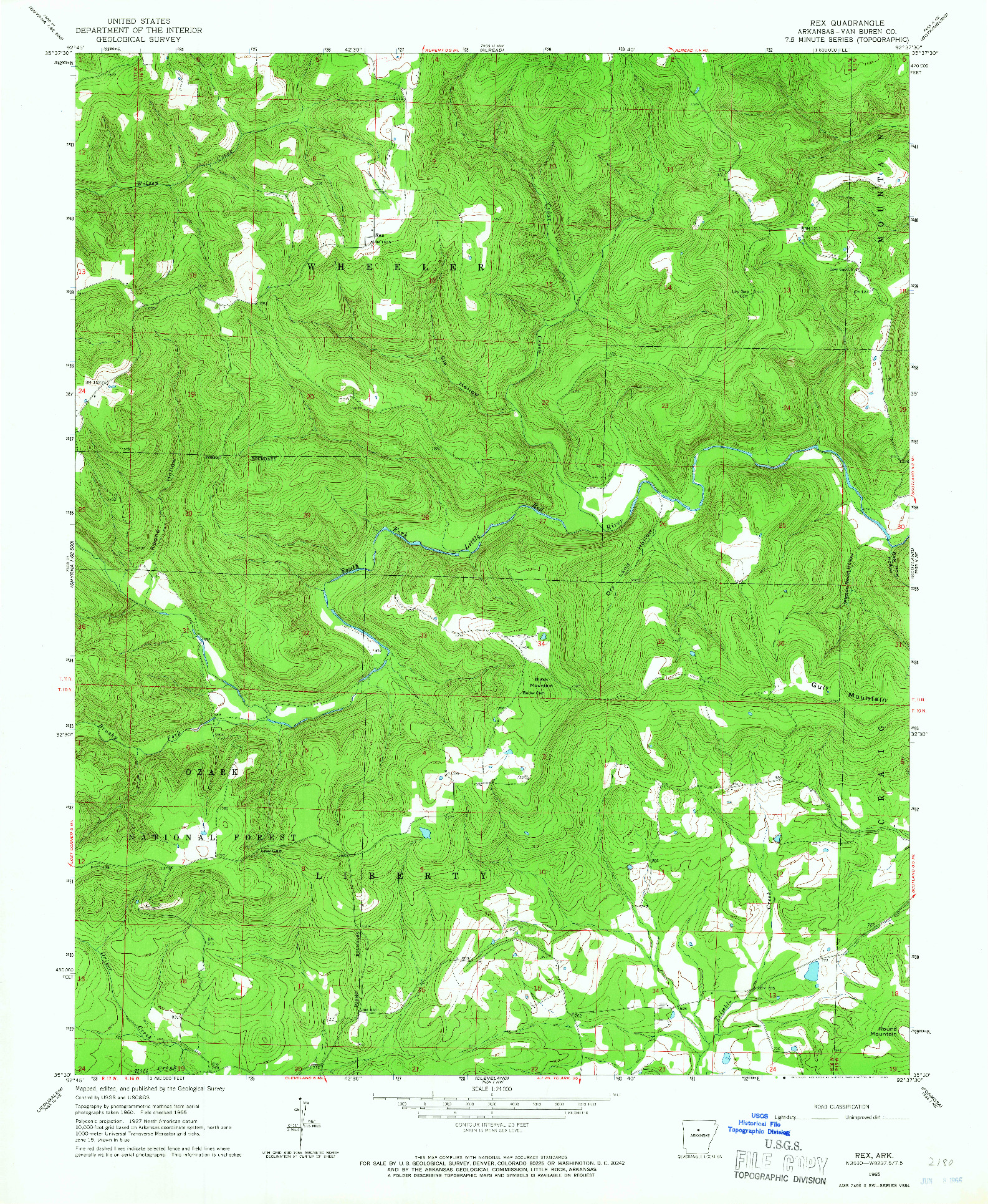 USGS 1:24000-SCALE QUADRANGLE FOR REX, AR 1965