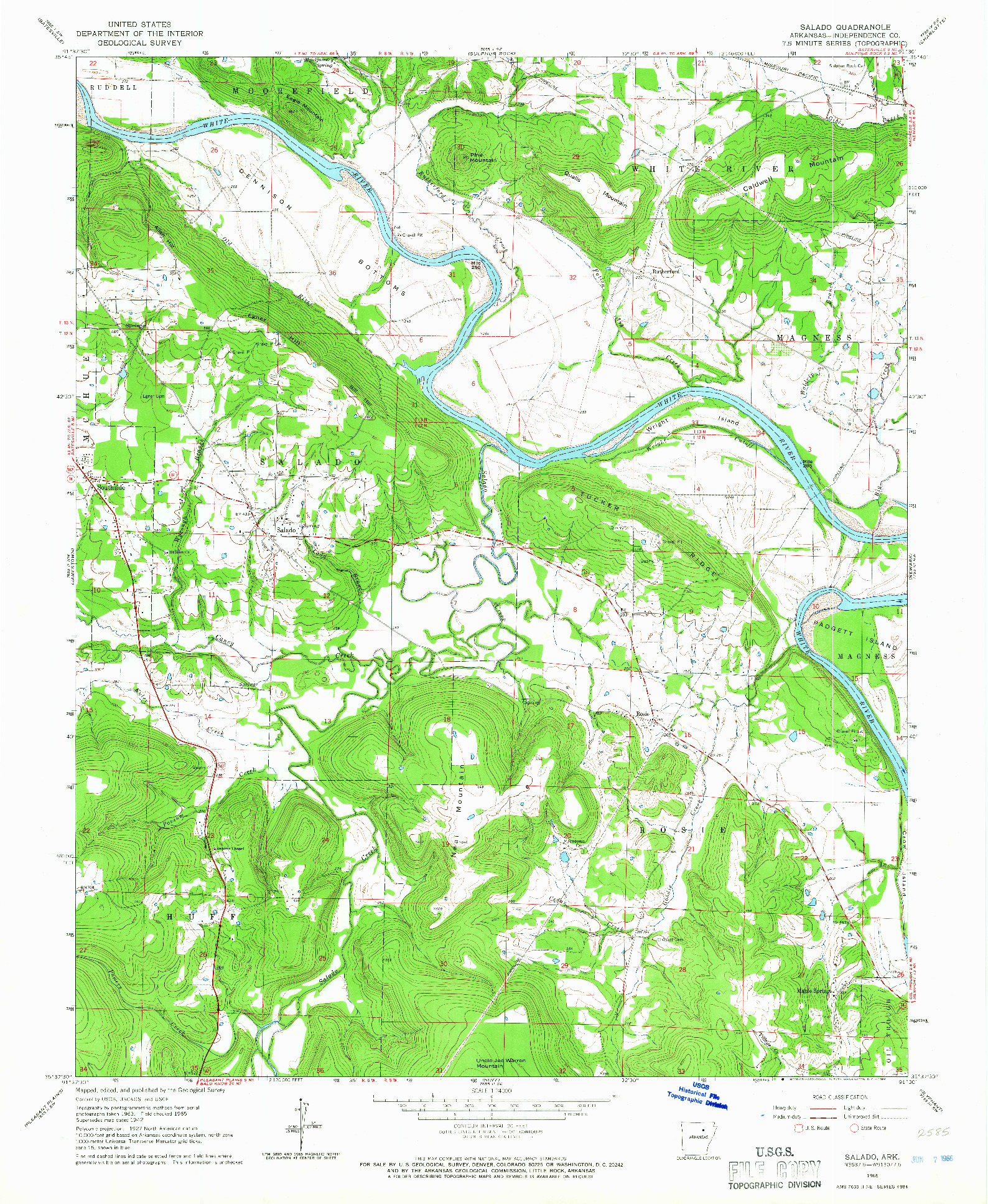 USGS 1:24000-SCALE QUADRANGLE FOR SALADO, AR 1965