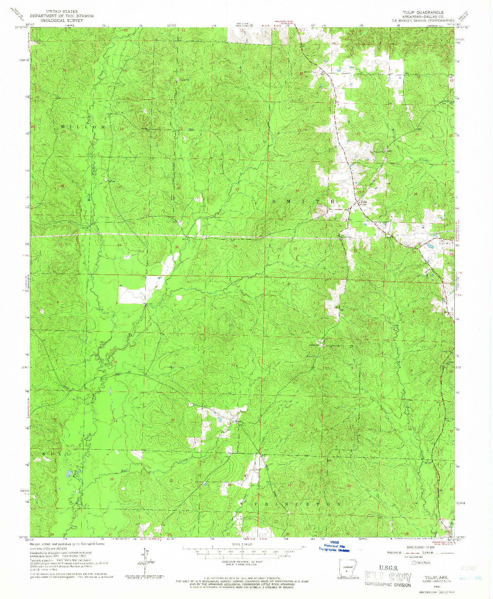 USGS 1:24000-SCALE QUADRANGLE FOR TULIP, AR 1965