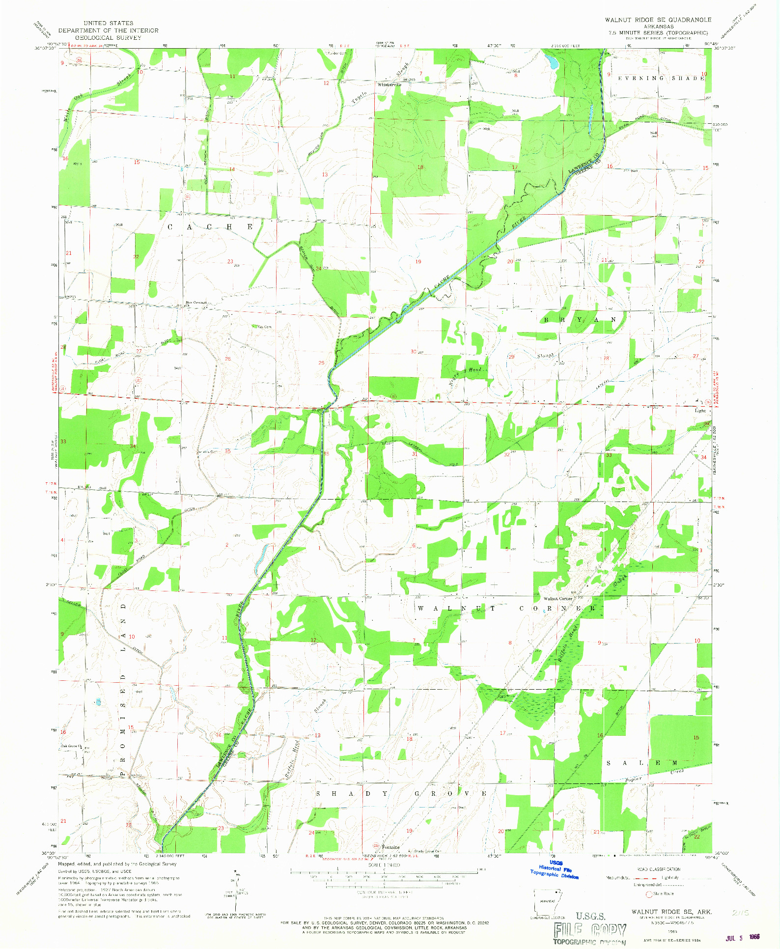 USGS 1:24000-SCALE QUADRANGLE FOR WALNUT RIDGE SE, AR 1965