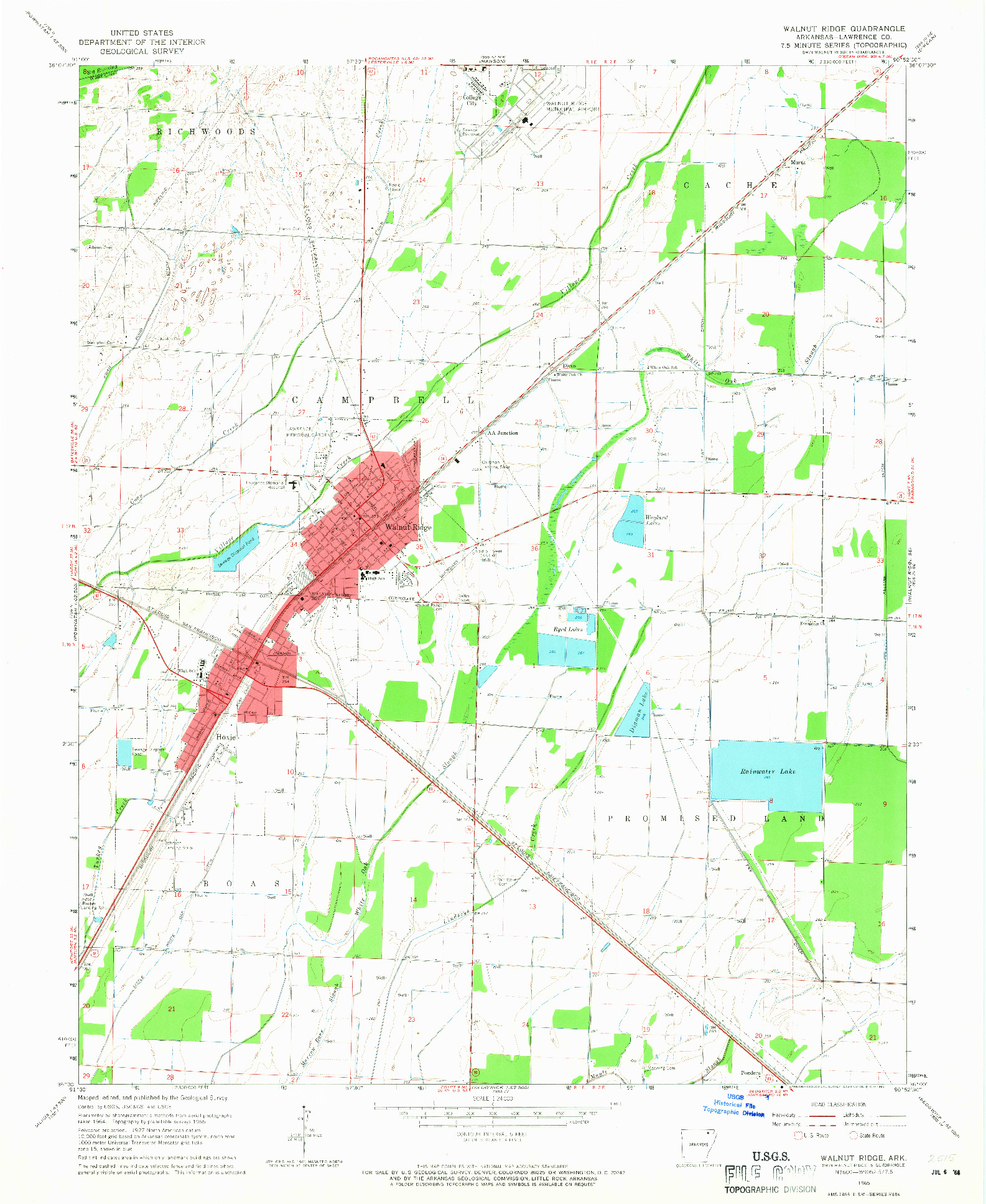 USGS 1:24000-SCALE QUADRANGLE FOR WALNUT RIDGE, AR 1965