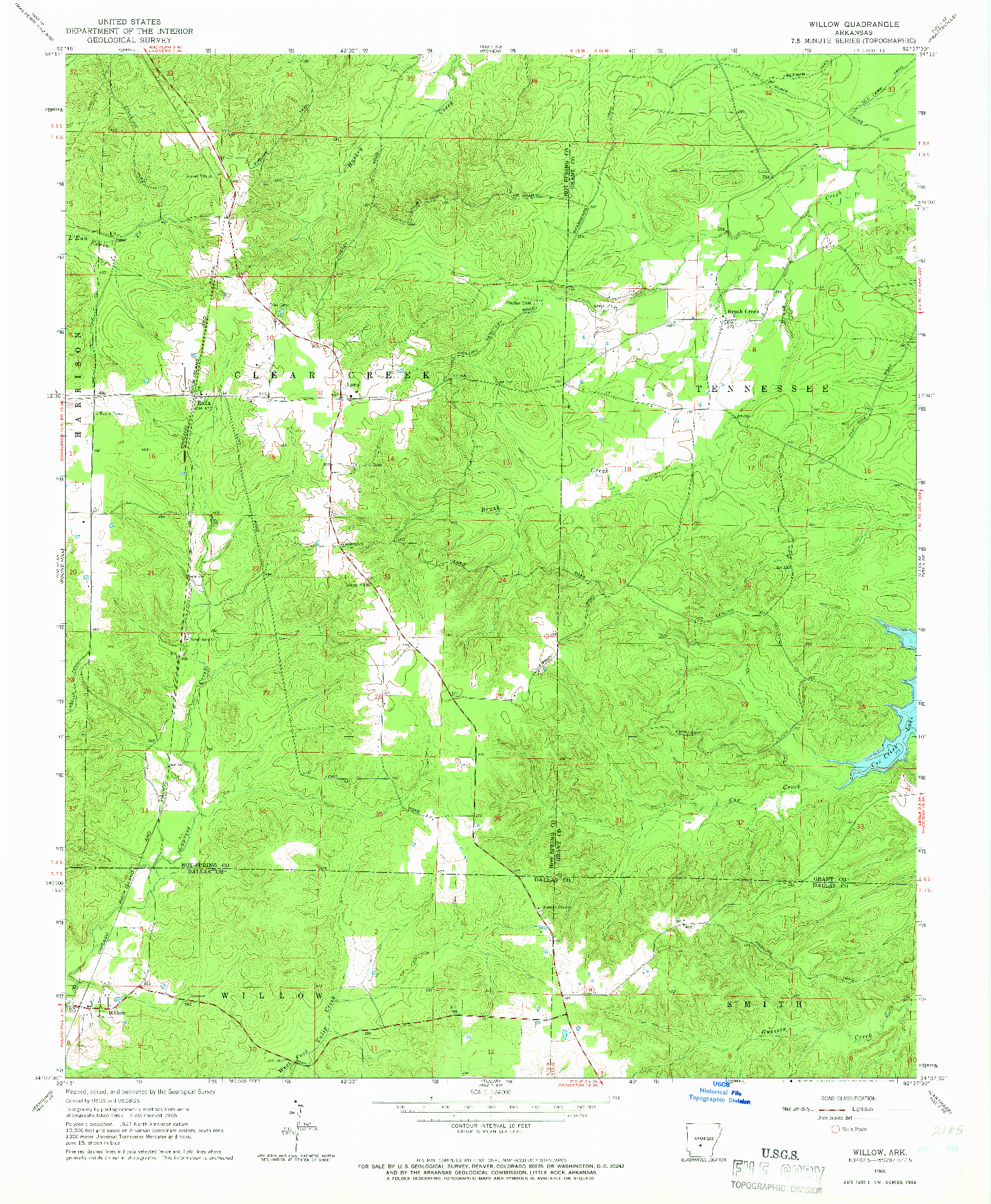 USGS 1:24000-SCALE QUADRANGLE FOR WILLOW, AR 1965