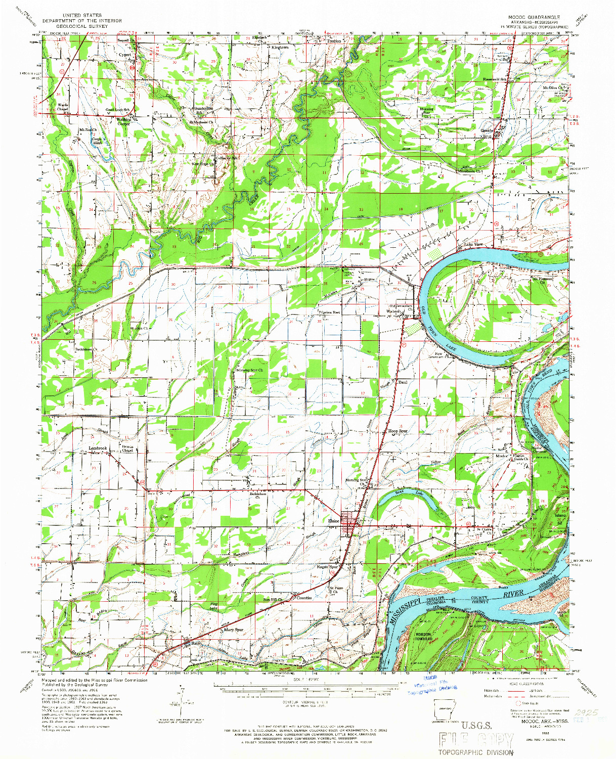 USGS 1:62500-SCALE QUADRANGLE FOR MODOC, AR 1963