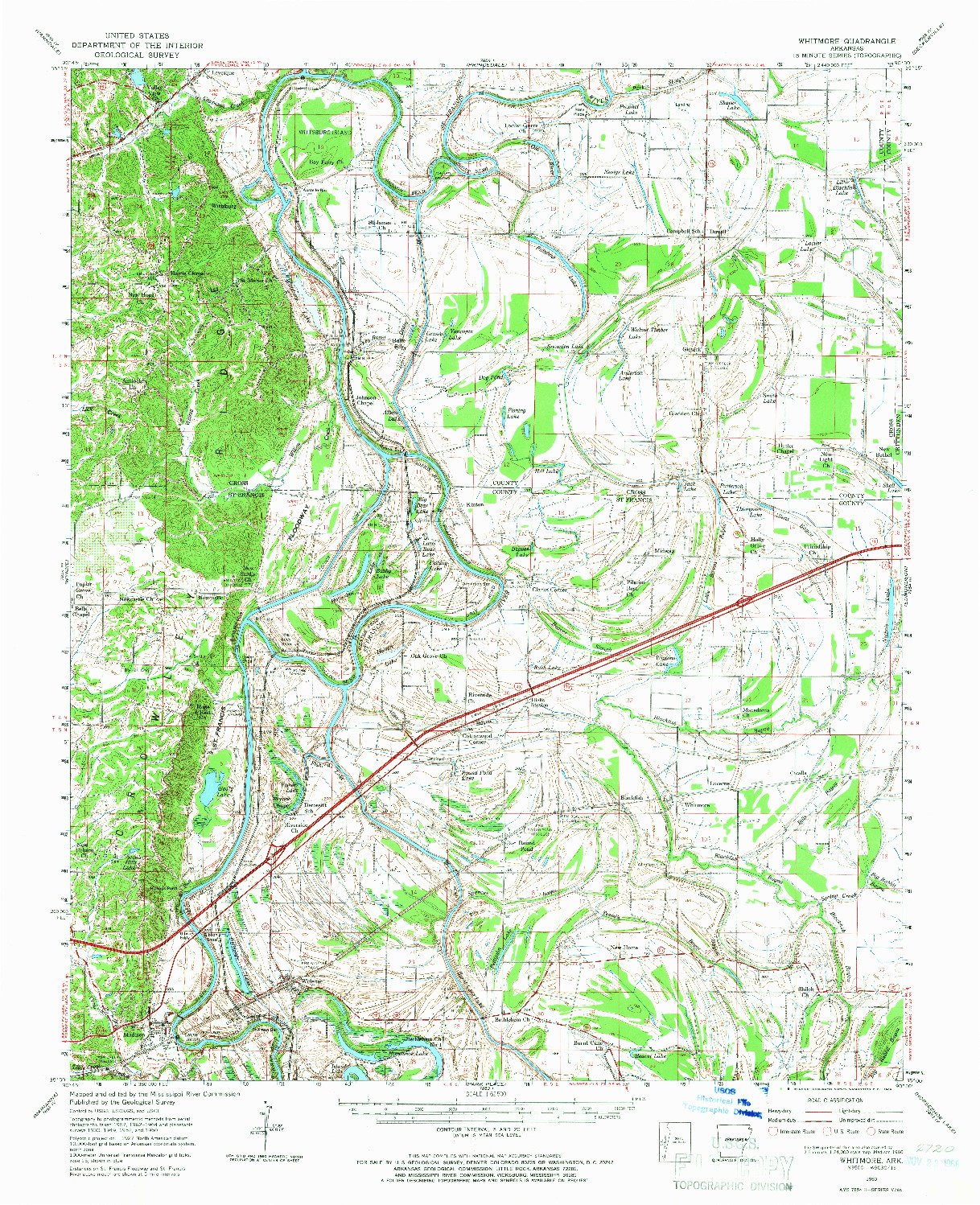 USGS 1:62500-SCALE QUADRANGLE FOR WHITMORE, AR 1960