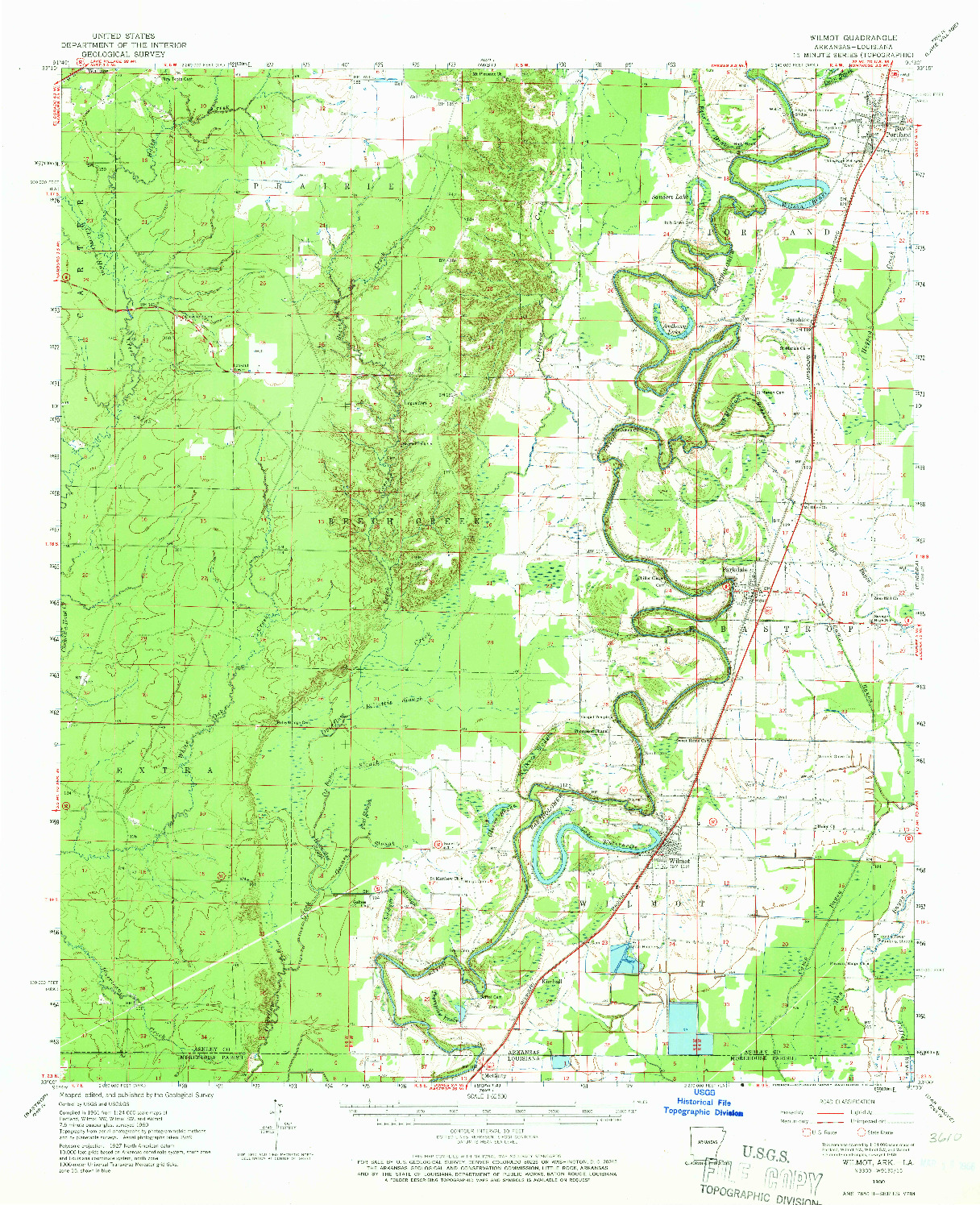 USGS 1:62500-SCALE QUADRANGLE FOR WILMOT, AR 1960