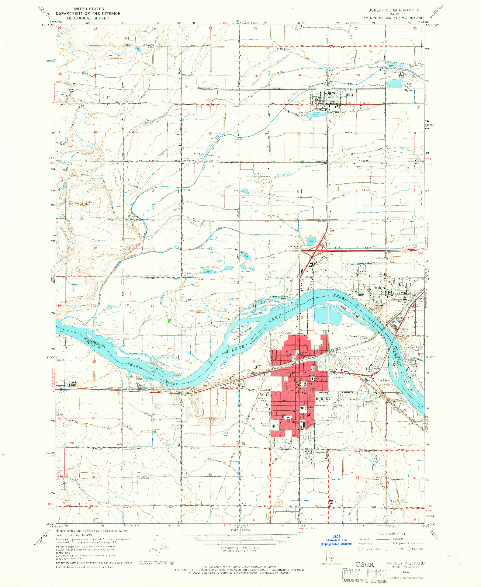 USGS 1:24000-SCALE QUADRANGLE FOR BURLEY SE, ID 1964