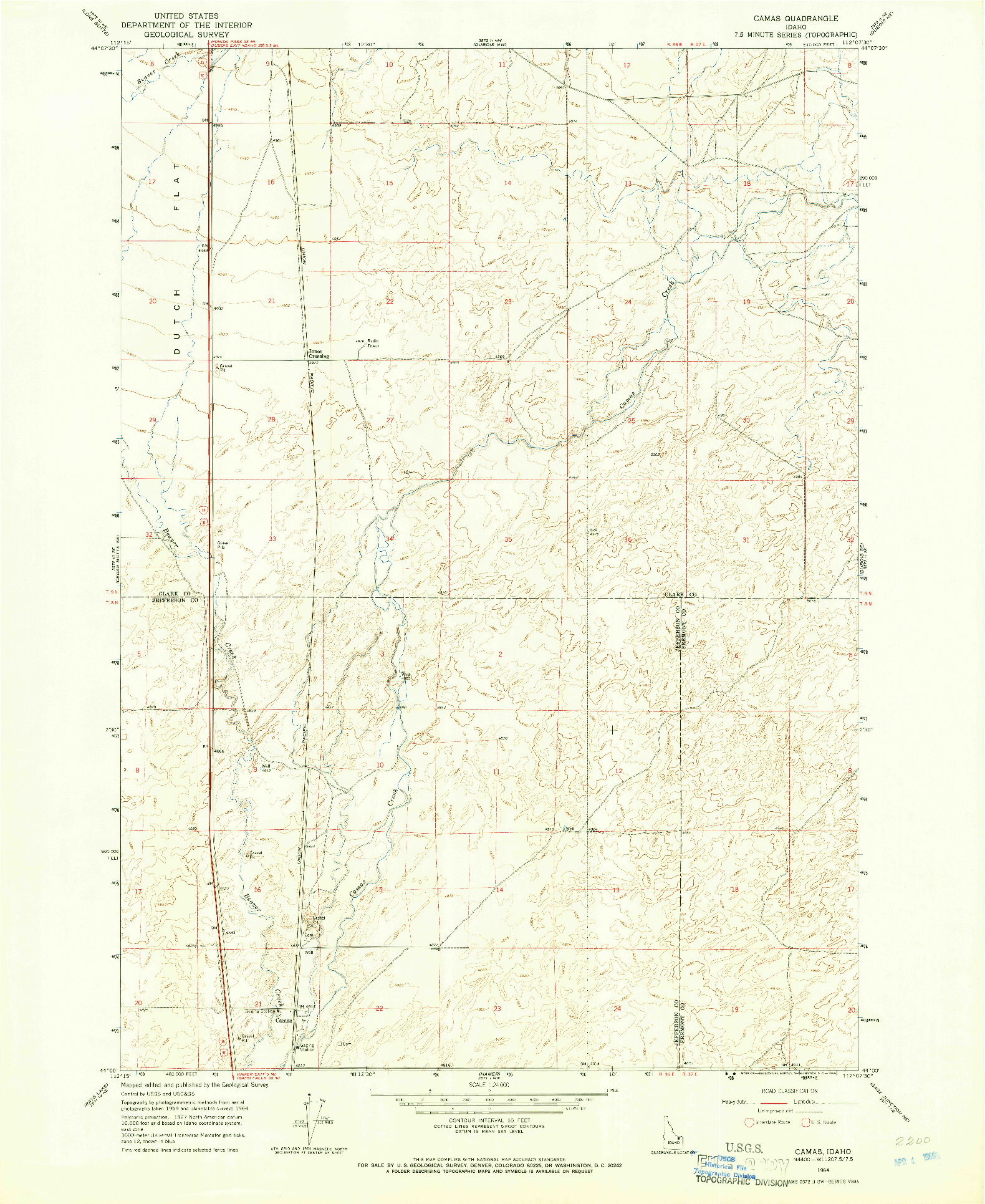 USGS 1:24000-SCALE QUADRANGLE FOR CAMAS, ID 1964