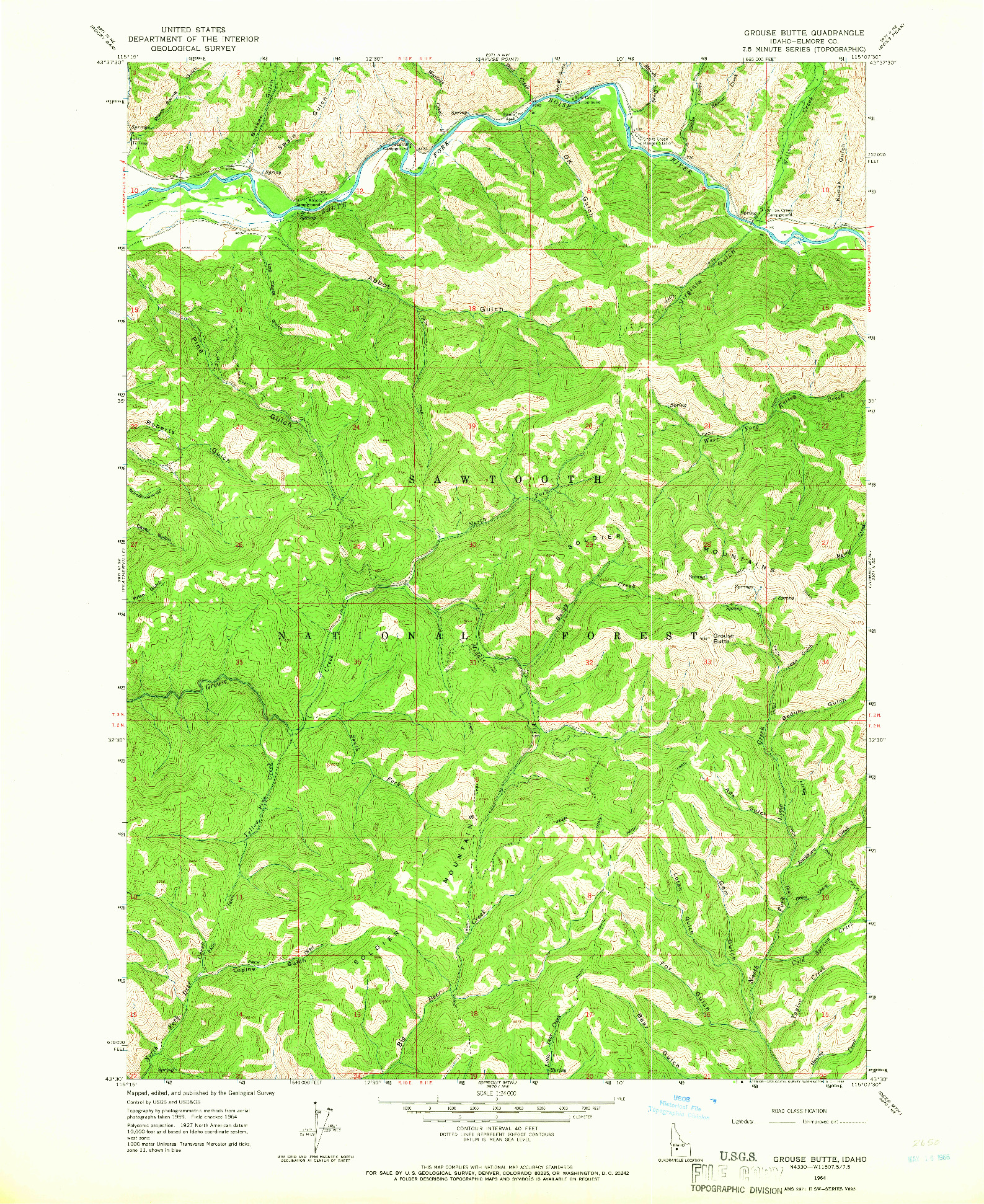 USGS 1:24000-SCALE QUADRANGLE FOR GROUSE BUTTE, ID 1964